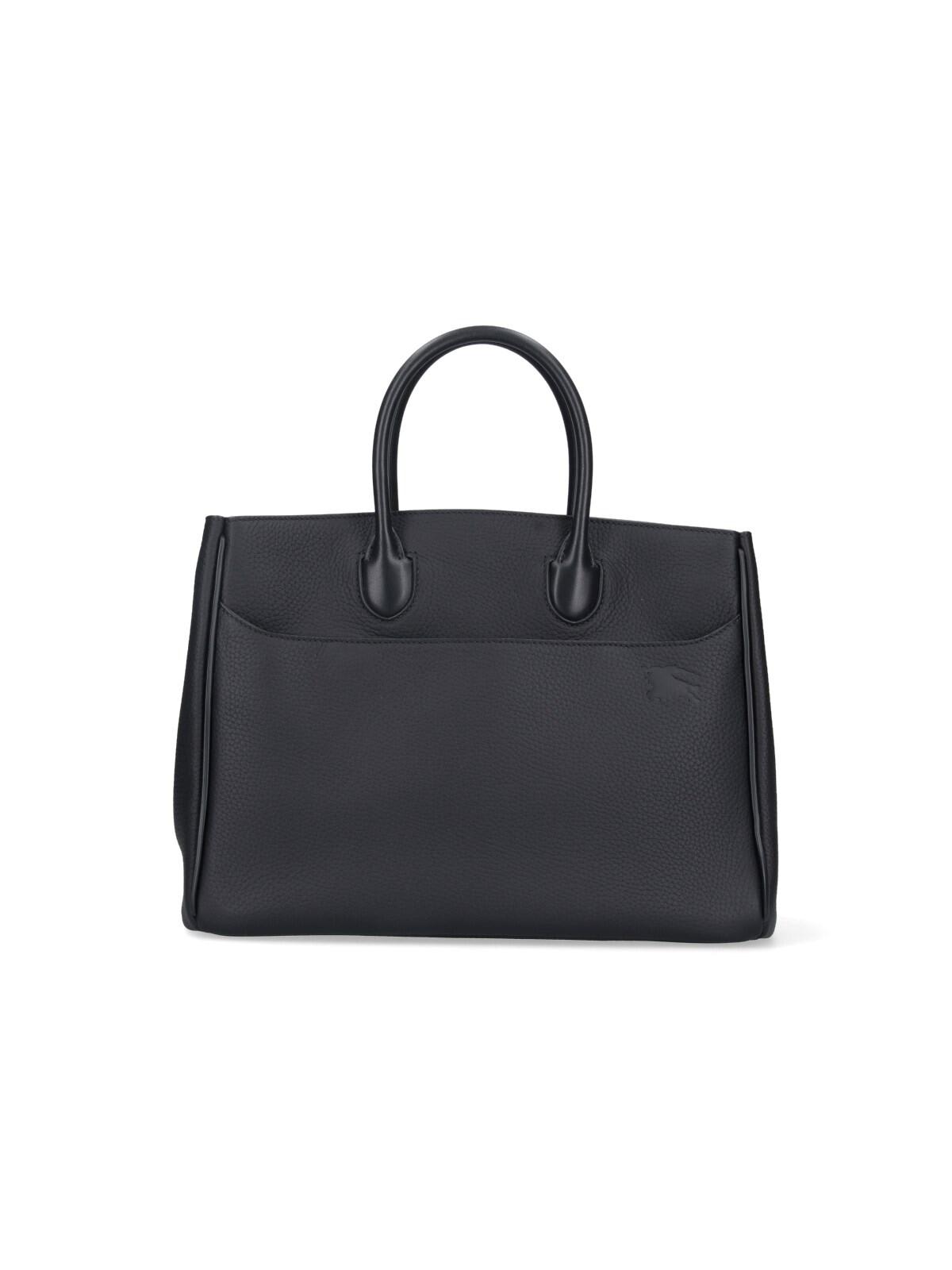 Shop Burberry Rocking Horse Small Tote Bag In Black