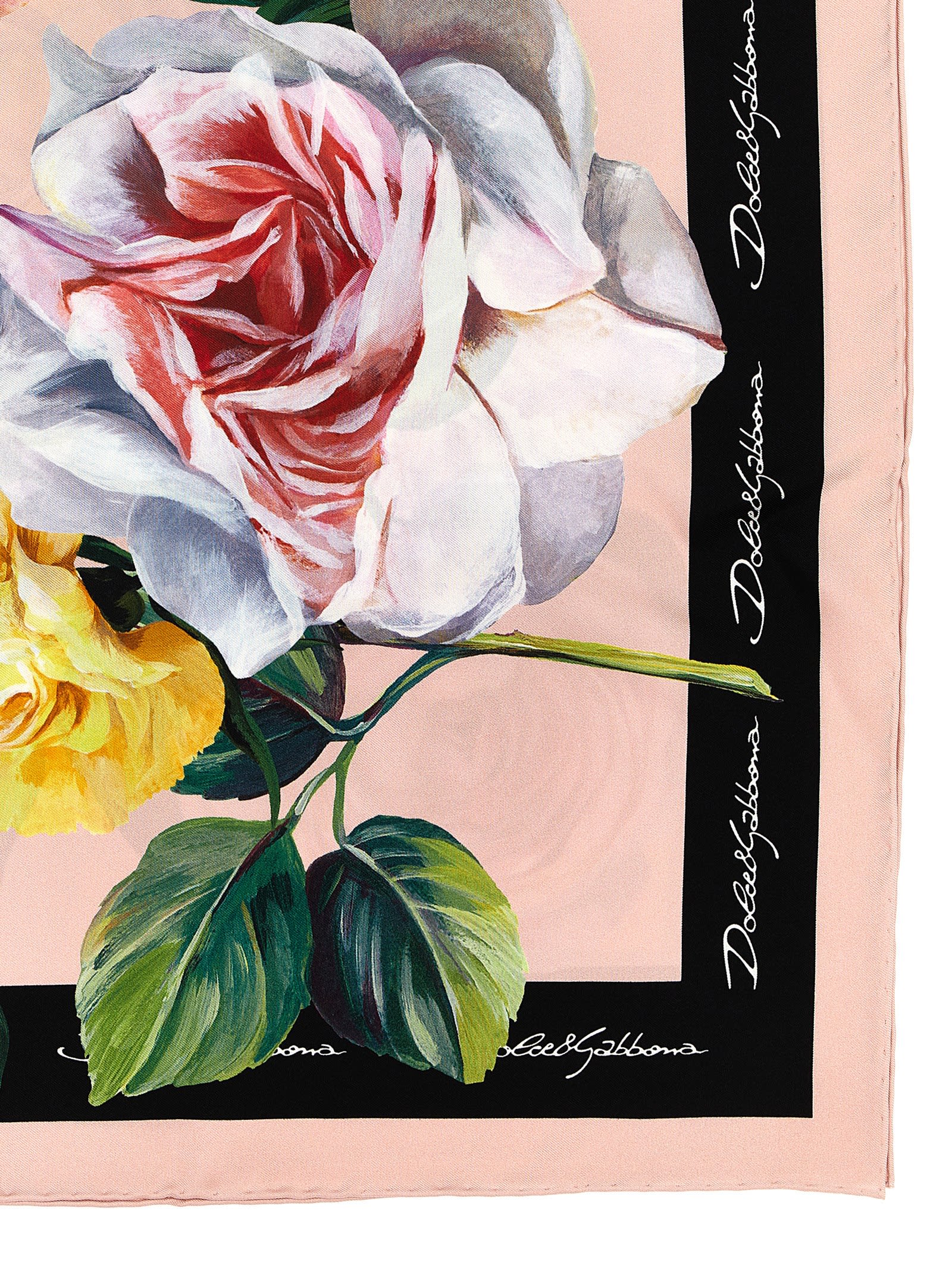 Dolce & Gabbana Floral Print Silk Scarf Square Shape In Multicolor