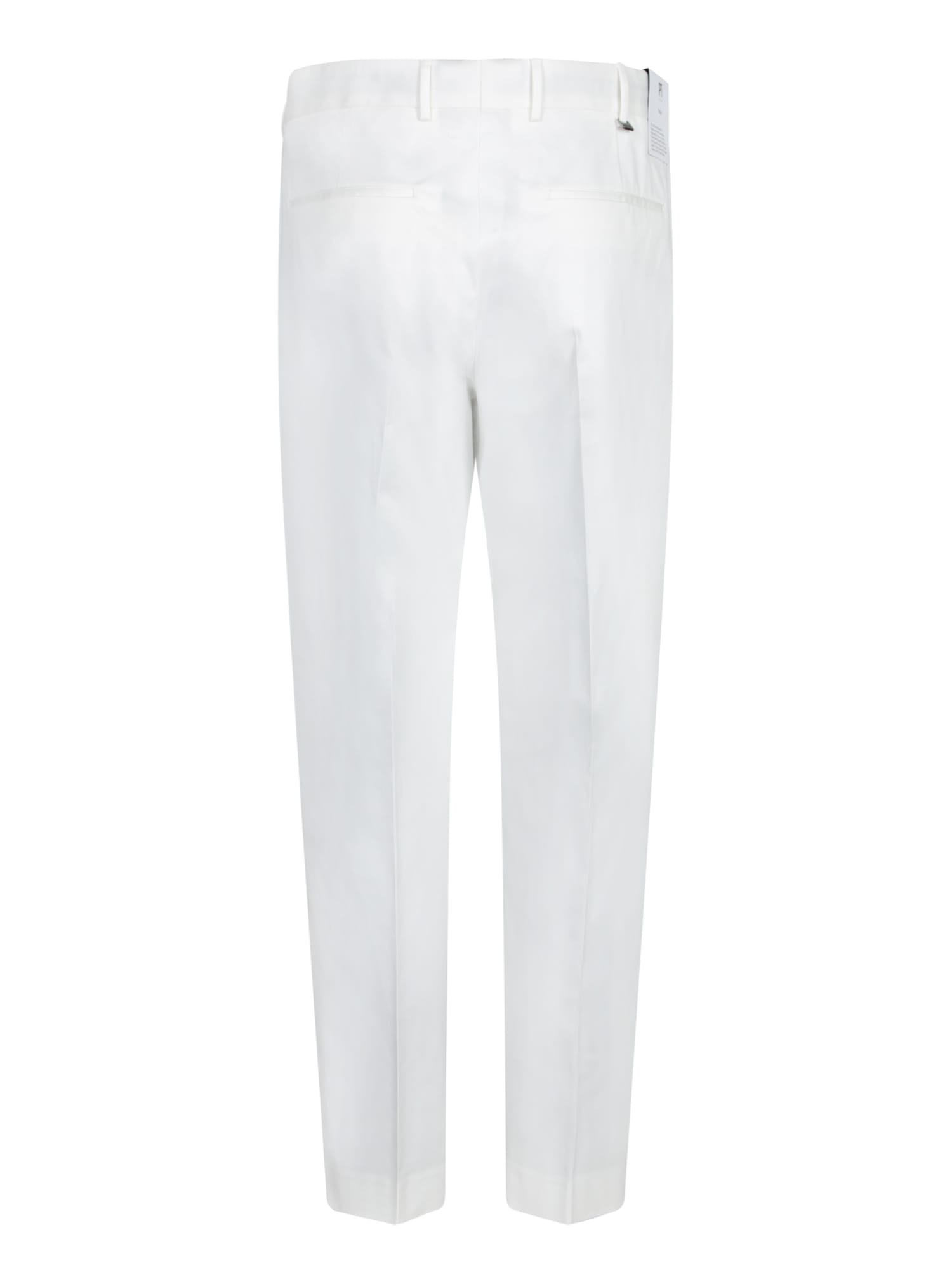 Pt Torino Refined Cotton Twill White Trousers With Detailing In White