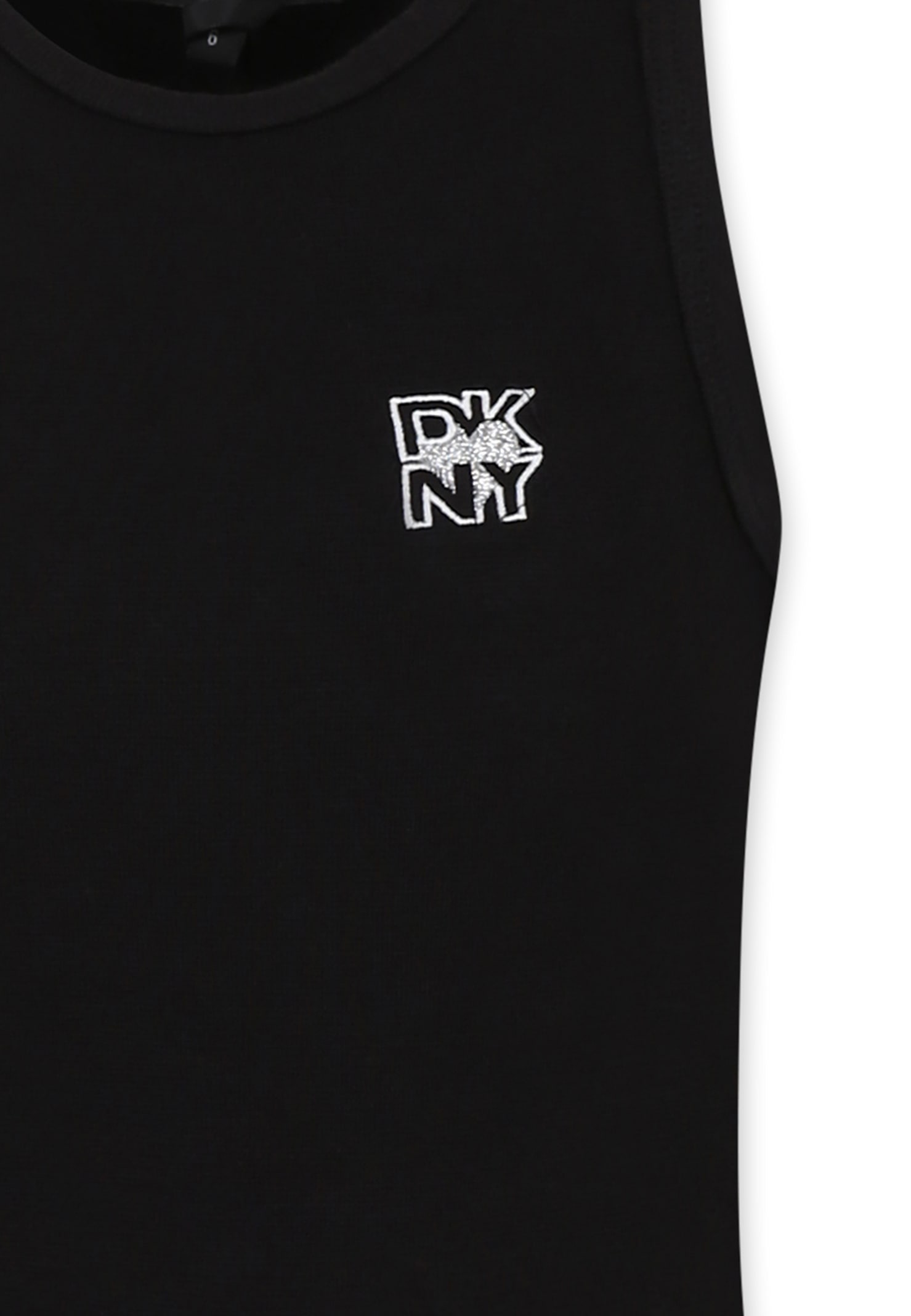 Dkny Black Dress For Girl With Logo In Black