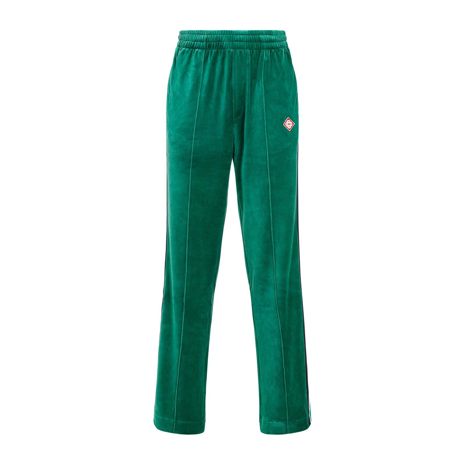 Shop Casablanca Logo Embroidered Velvet Jogging Pants In Green