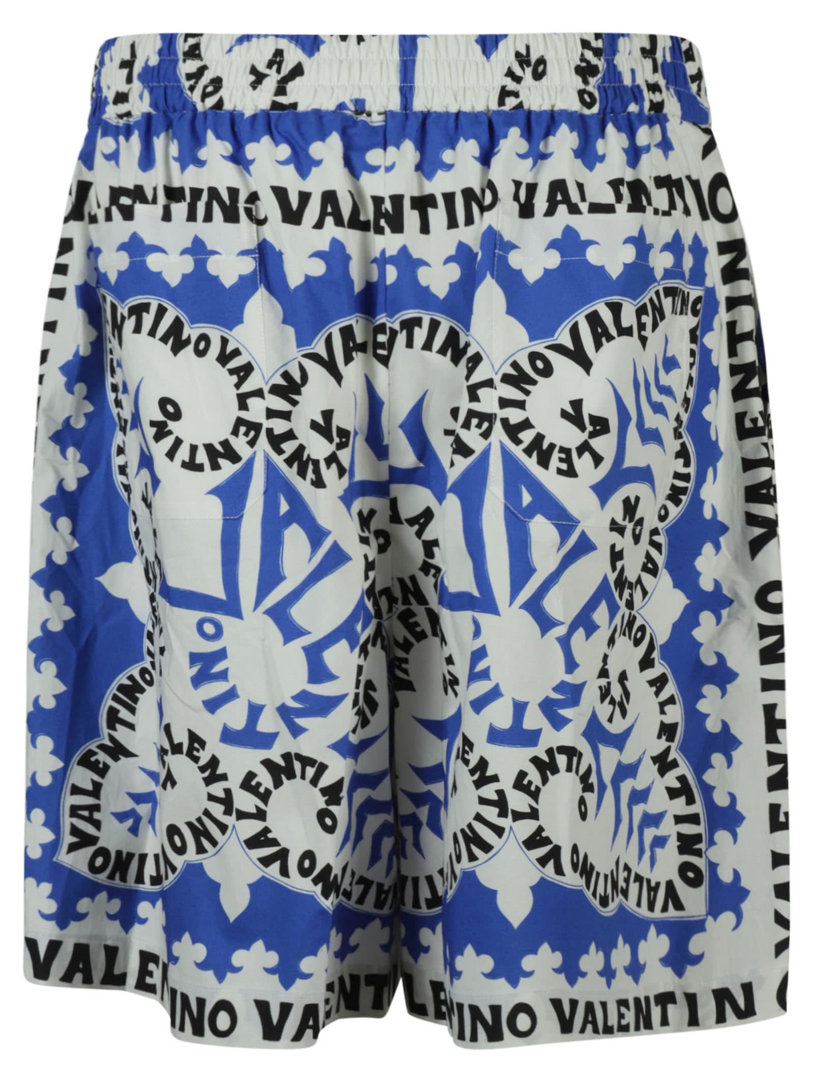 Shop Valentino All-over Logo Print Shorts In Azure
