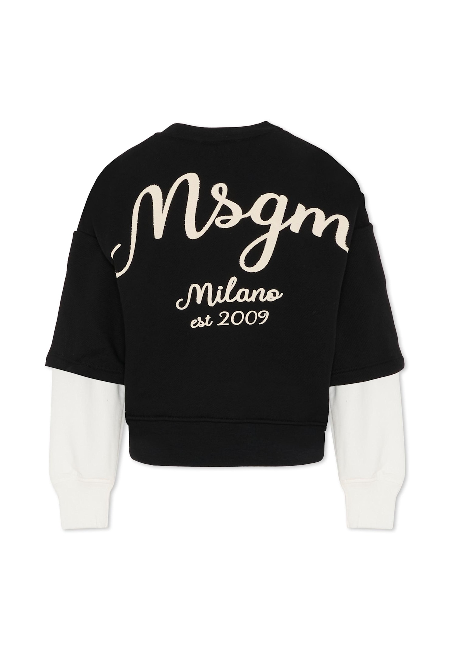 Msgm Black Sweatshirt For Boy With Logo In Black