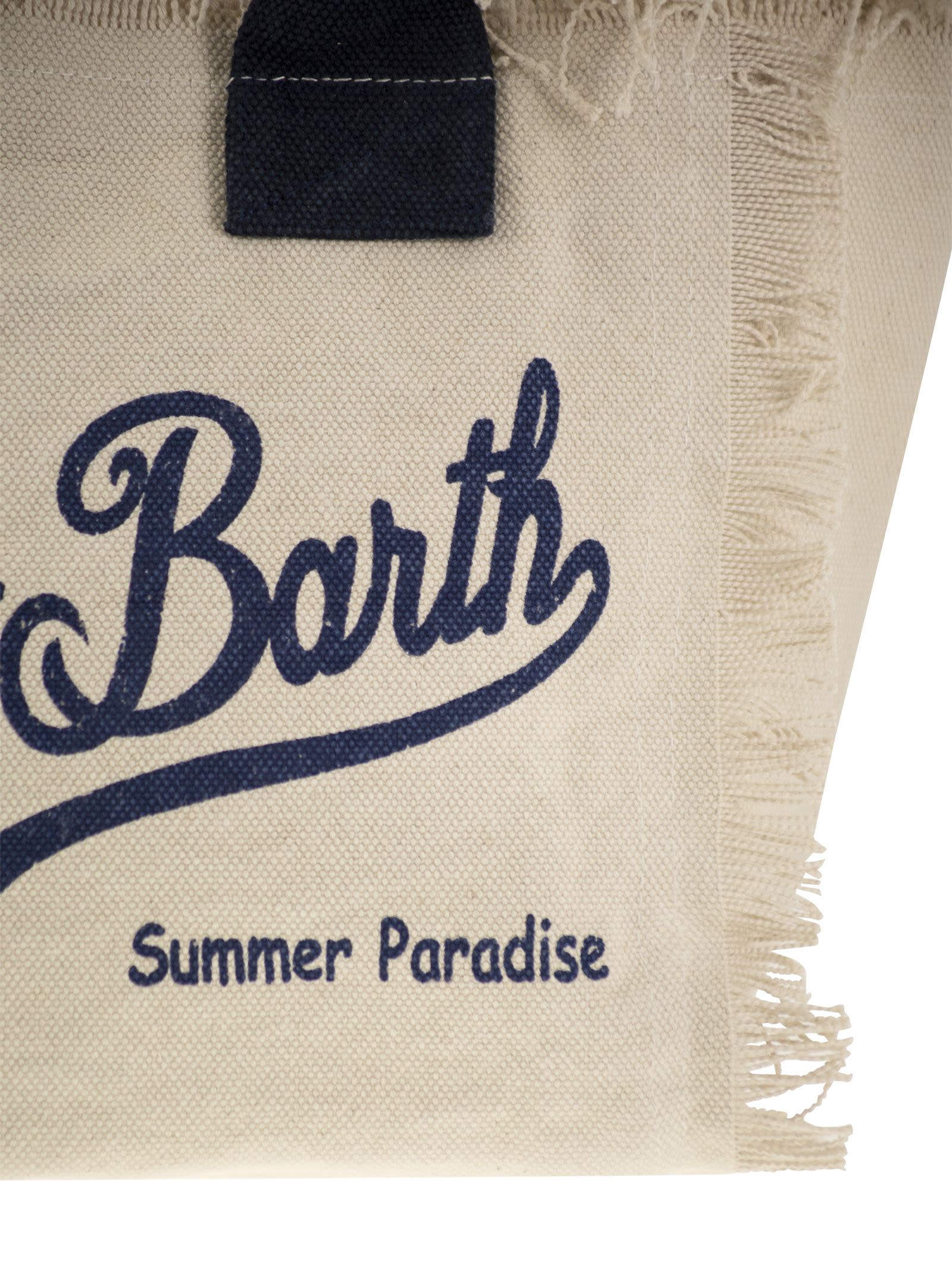 Shop Mc2 Saint Barth Colette - Fringed Canvas Bag In Cream