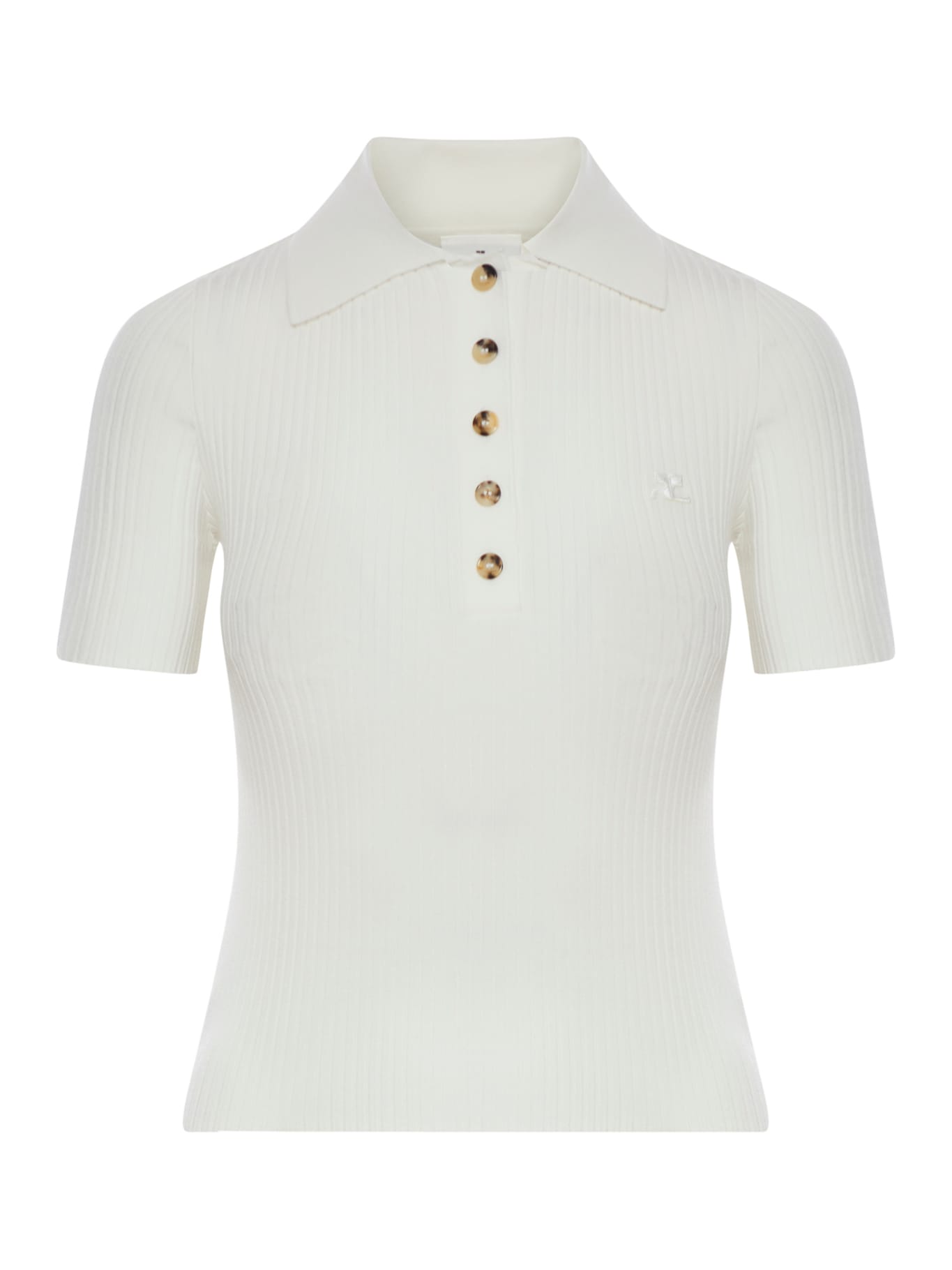 Courrèges Iconic Rib Knit Polo Shirt