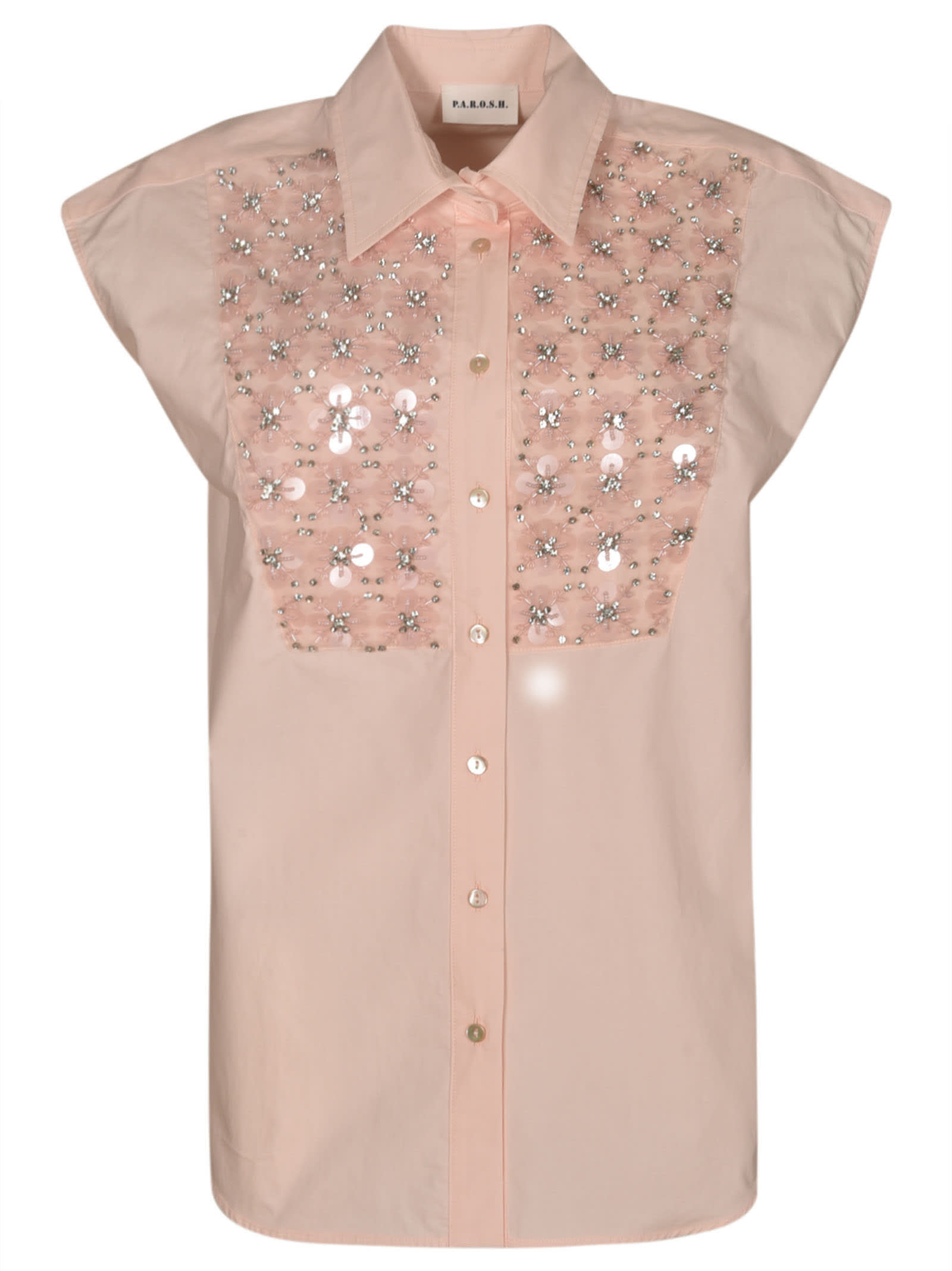 P.a.r.o.s.h Embellished Sleeveless Shirt In Pink