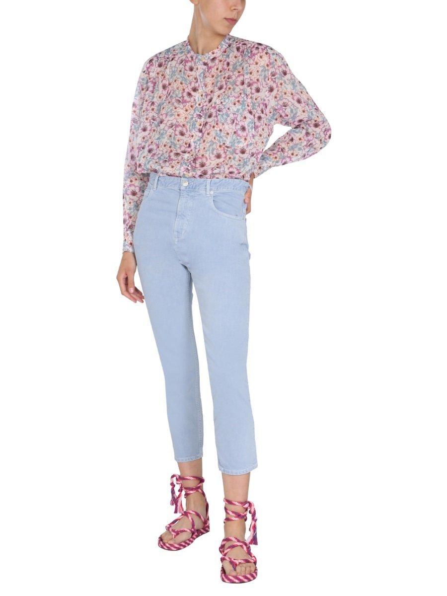 Shop Marant Etoile Lanea High-waisted Jeans In Baby Blue