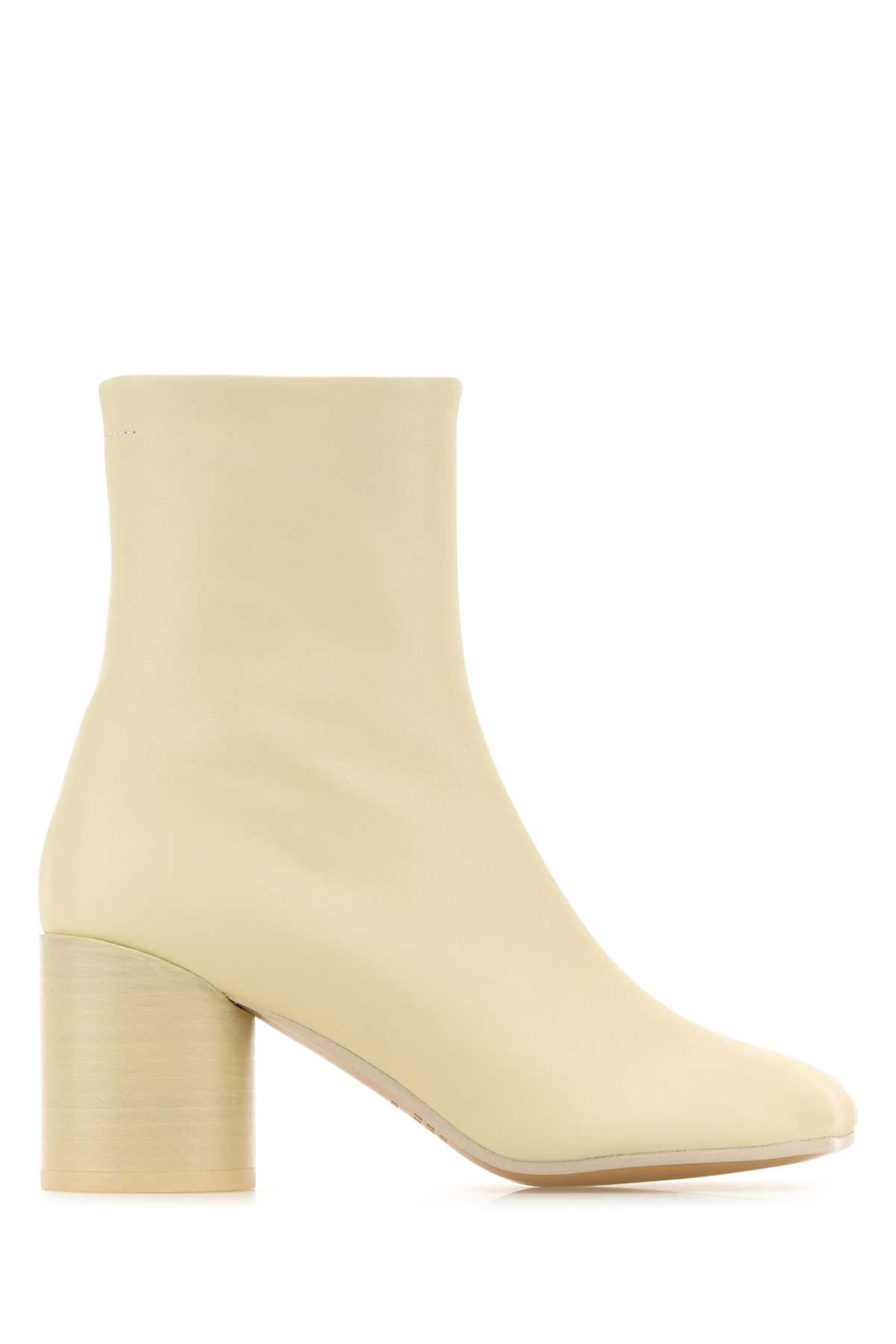 Ivory Leather Ankle Boots