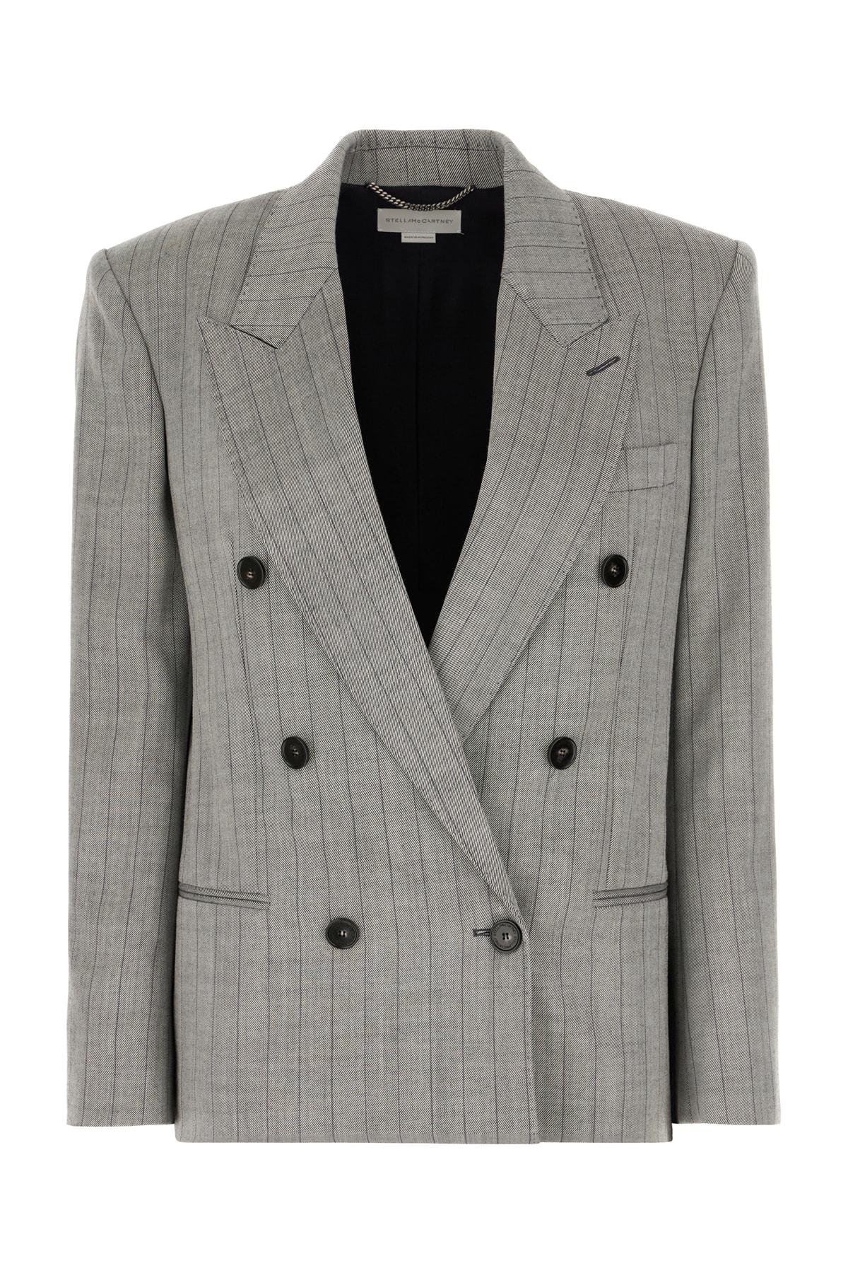 Stella Mccartney Embroidered Stretch Wool Blazer In Gray