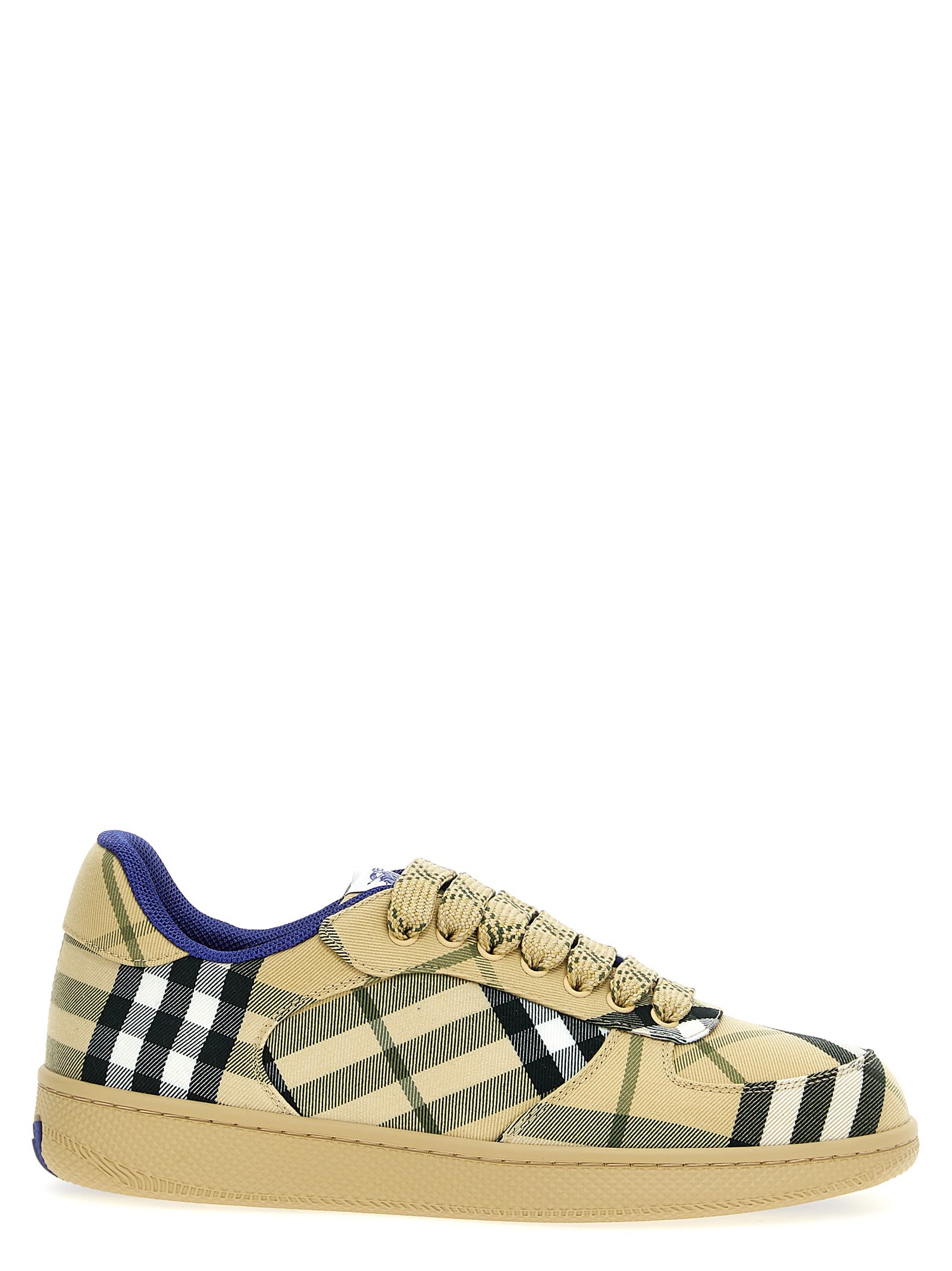 Shop Burberry Check Sneakers In Beige