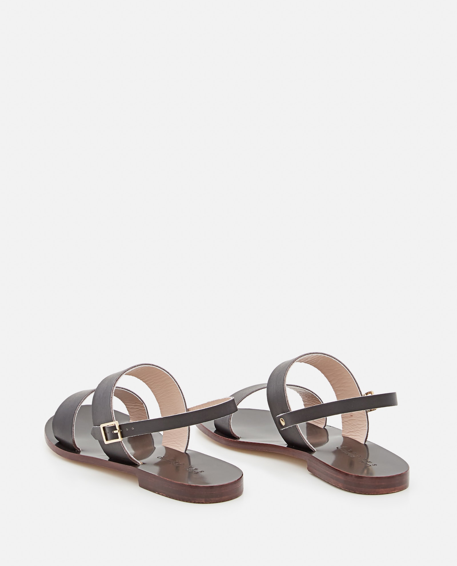 Shop Capri Positano Classic Band Sling Leather Flat Sandals In Brown