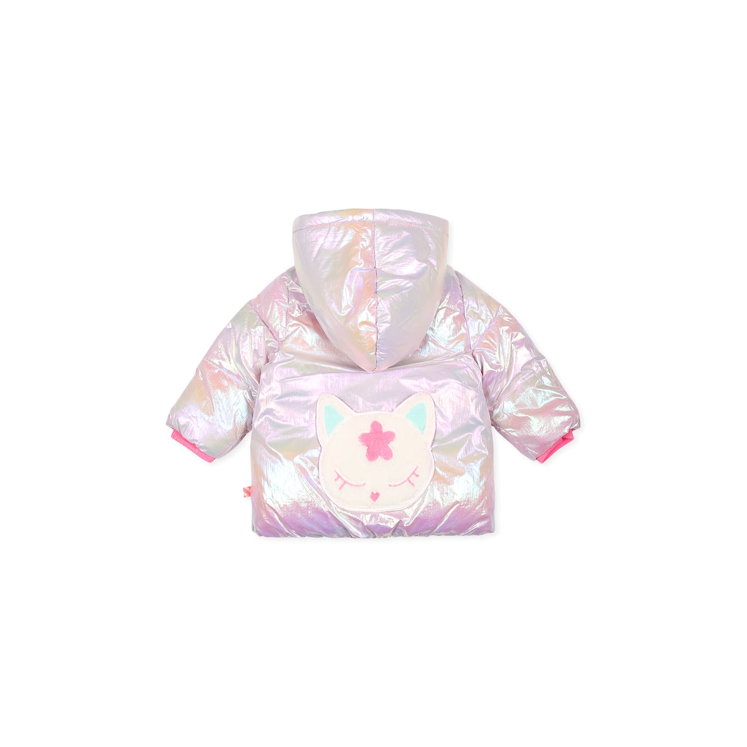 Billieblush Pink Down Jacket For Baby Girl With Cat In Pink