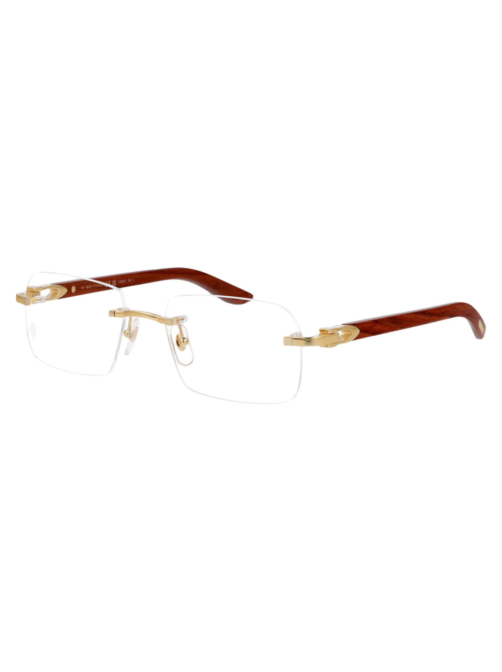 Shop Cartier Ct0453o Glasses In 004 Gold Brown Transparent