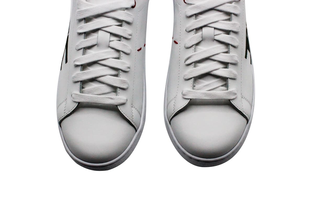 Shop Kiton Sneackers Shoe In Leather With Suede Trims And With Contrasting Stitching. In White