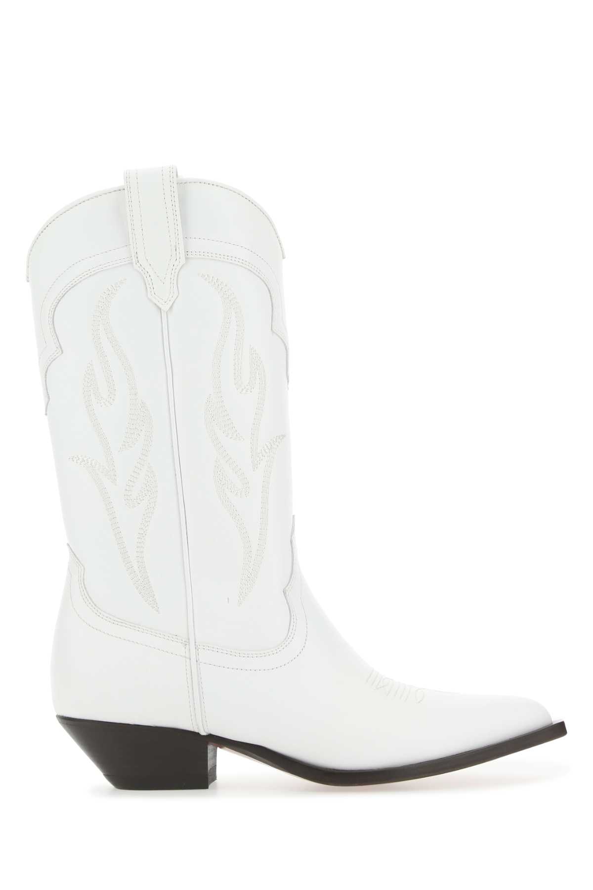 White Leather Santa Fe Ankle Boots