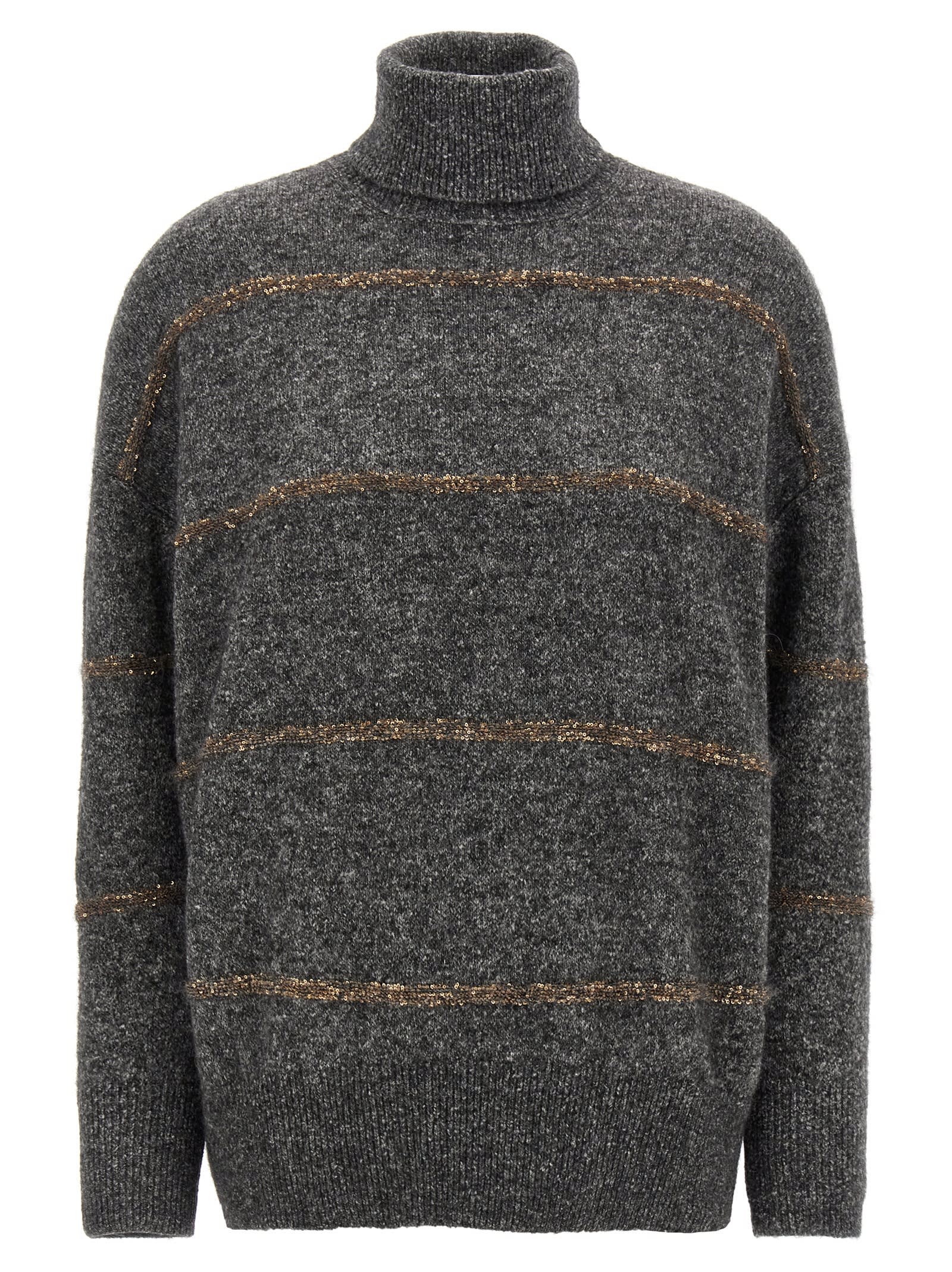 Shop Brunello Cucinelli Sequin Sweater In Gray