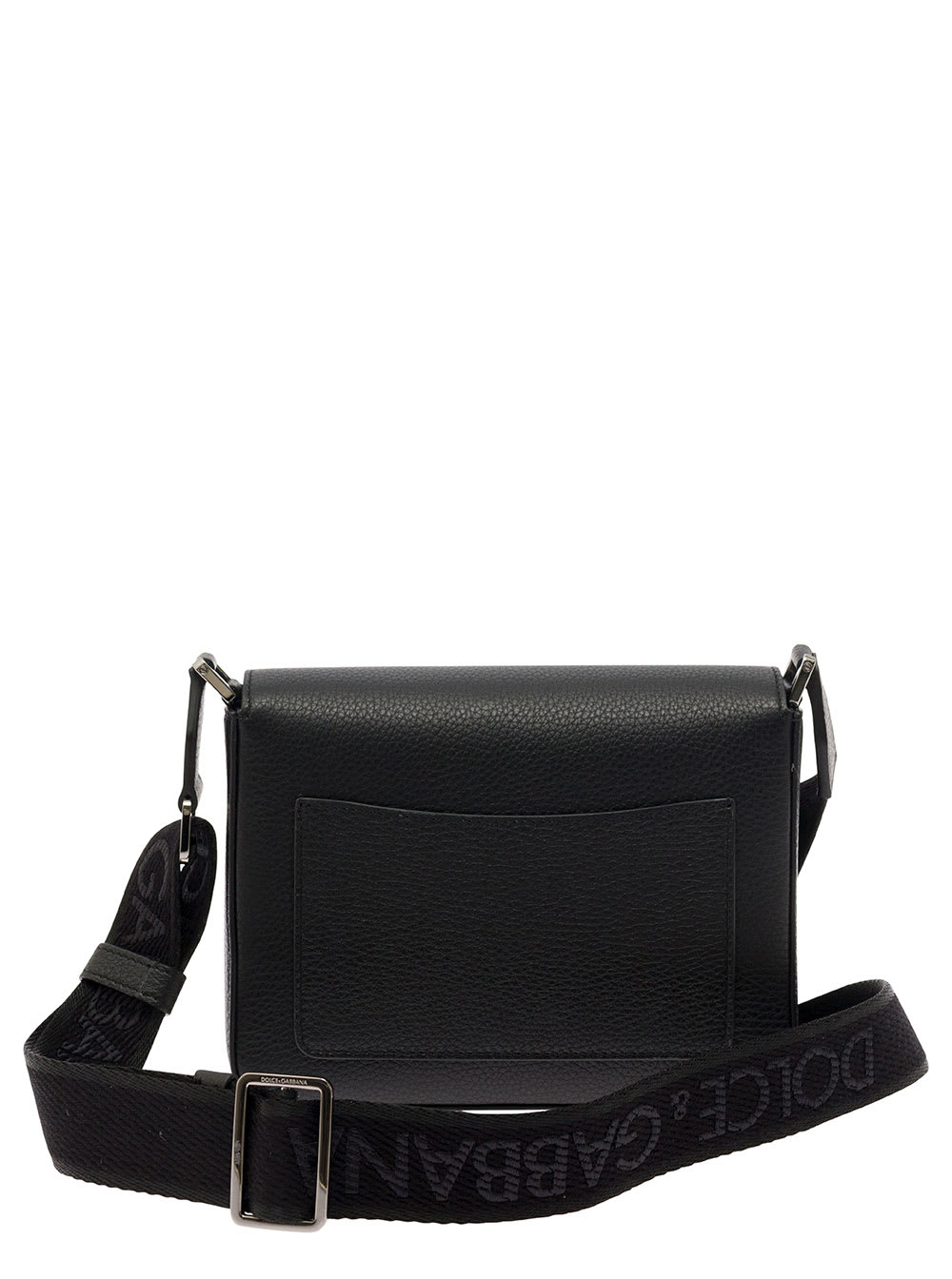 Shop Dolce & Gabbana Medium Dg Logo Black Crossbody Bag With Quilted Logo In Leather And Cotton Man