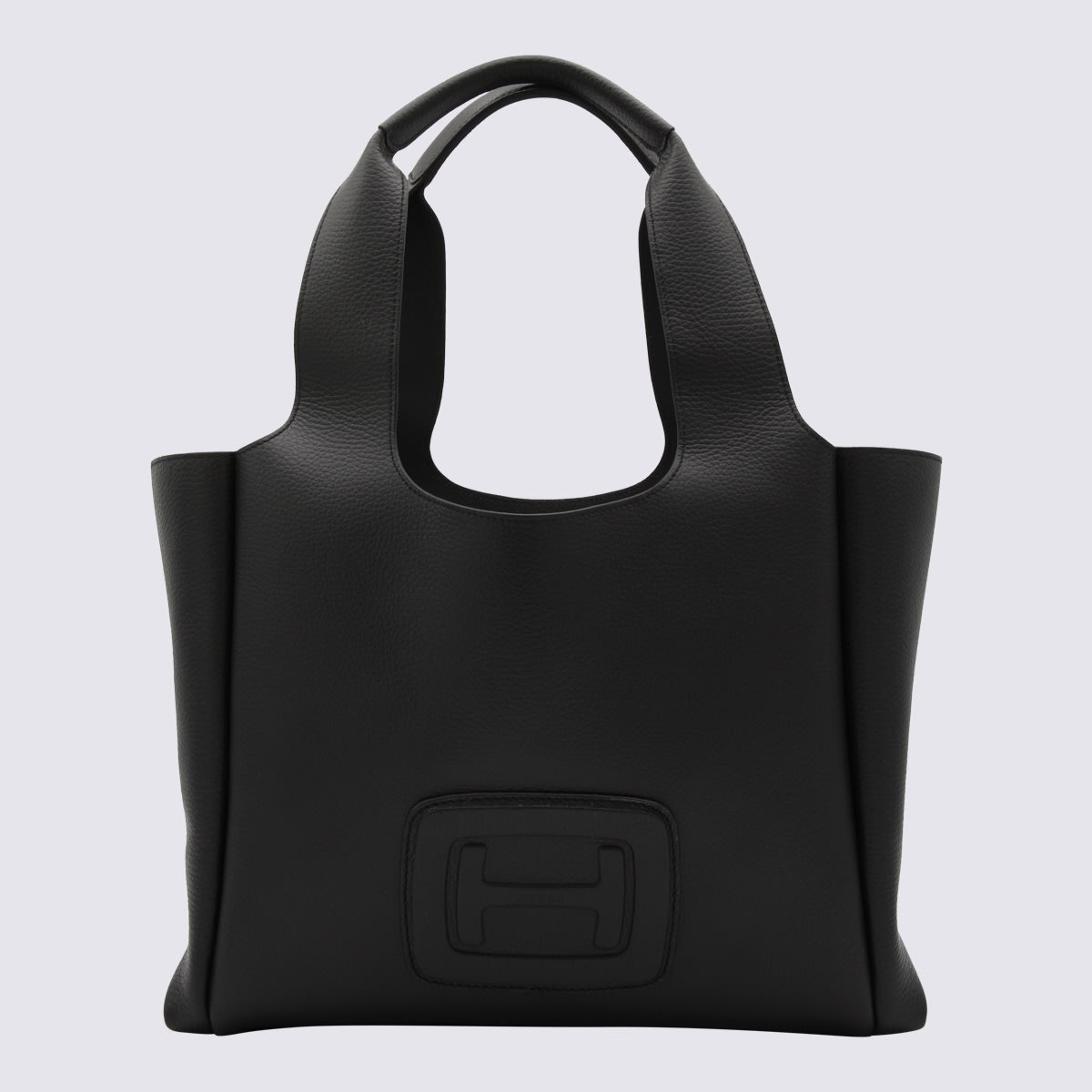 HOGAN BLACK LEATHER TOTE BAG 