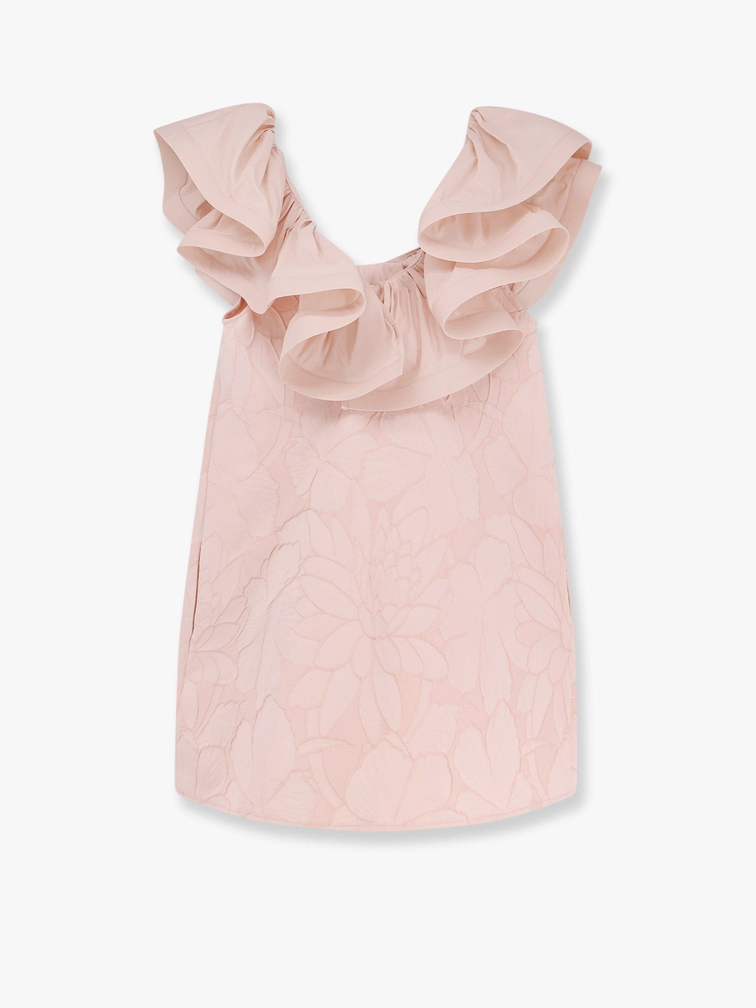 Elisabetta Franchi Floral Jacquard Mini Dress With Ruches In Pink