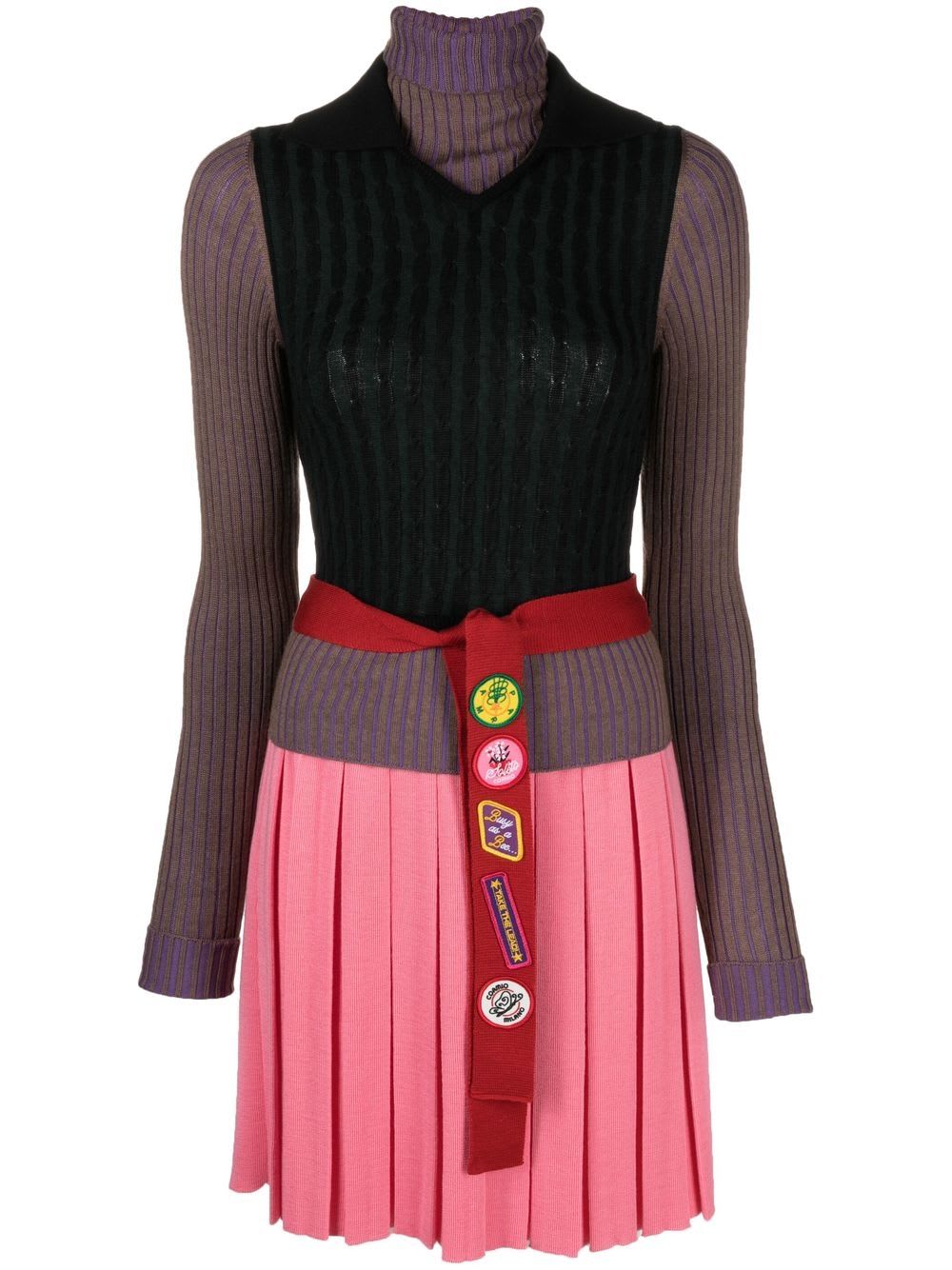 Cormio Multicolor Pleated Mini Dress In Pink