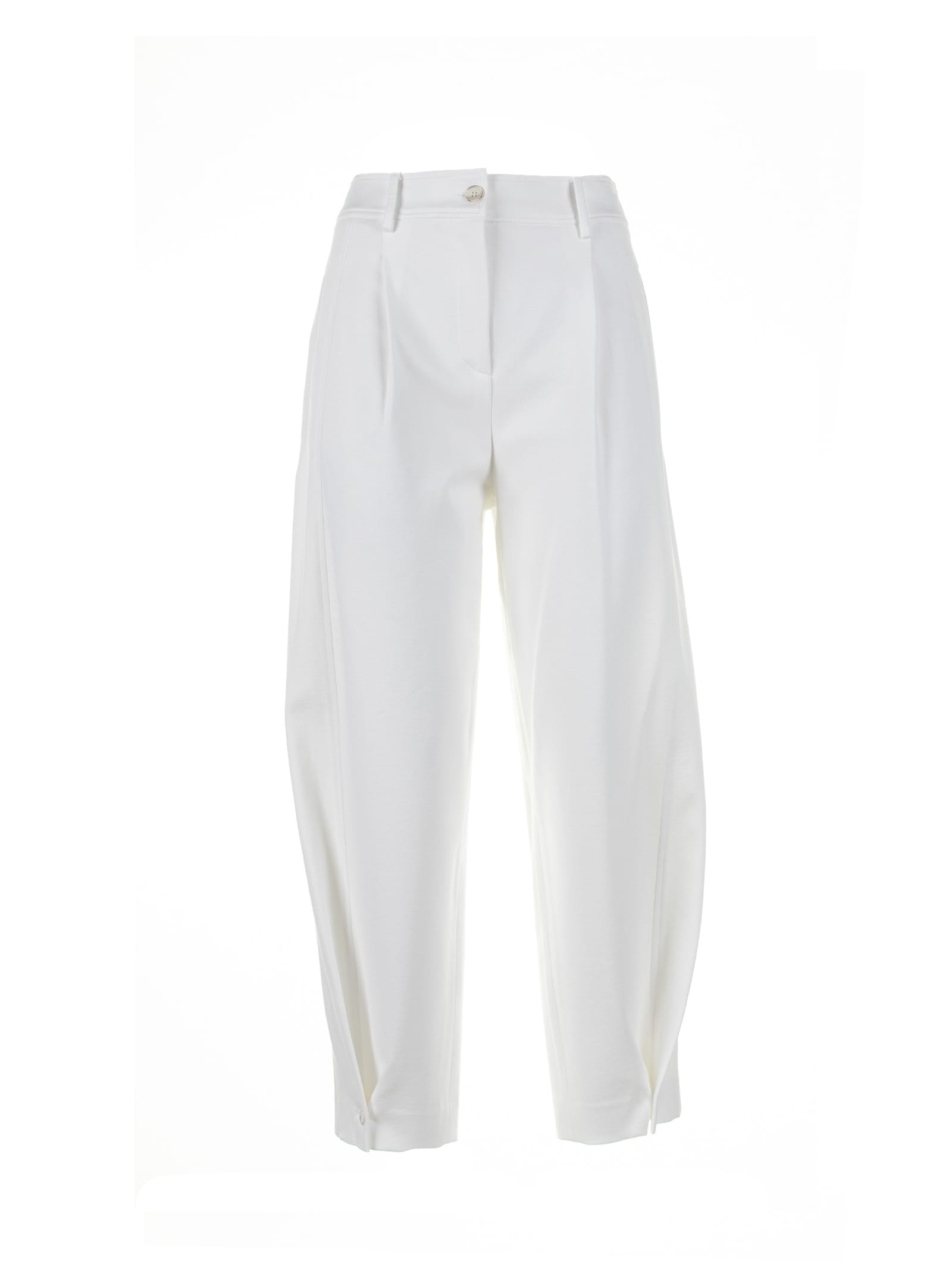White Trousers With Buttons At The Ankle