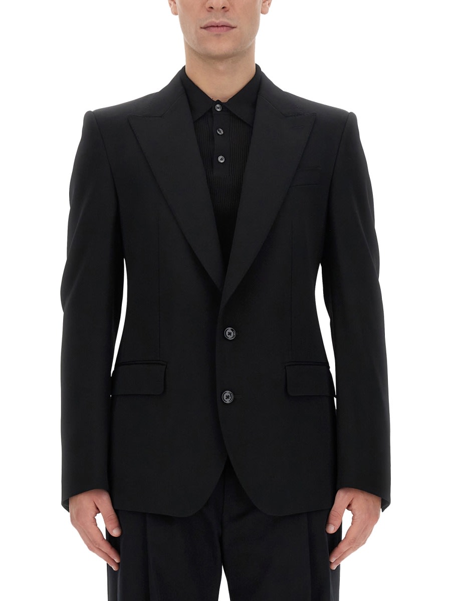 Dolce & Gabbana Single-breasted Wool Jacket Size 48 In Black