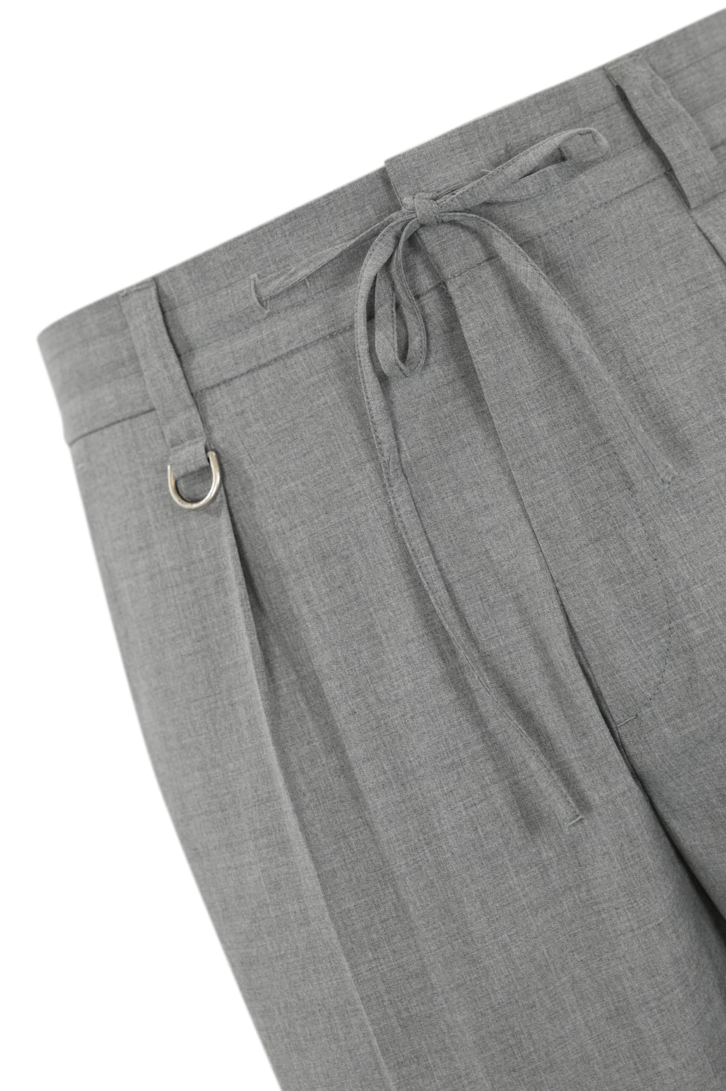 Paolo Pecora Viscose Blend Pleated Trousers In Grigio Chiaro Melange