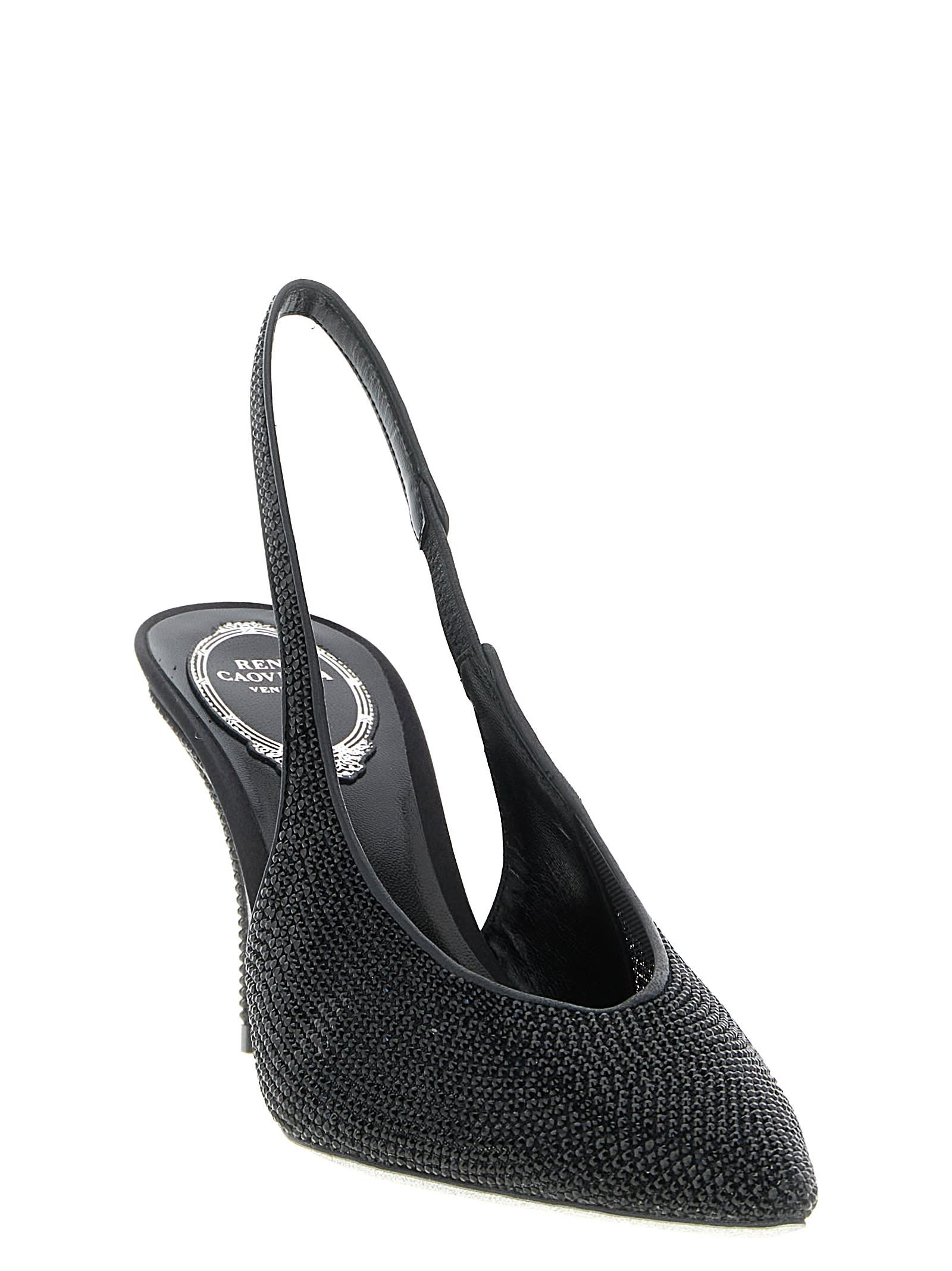René Caovilla Slingback High-heeled Sandals In Black