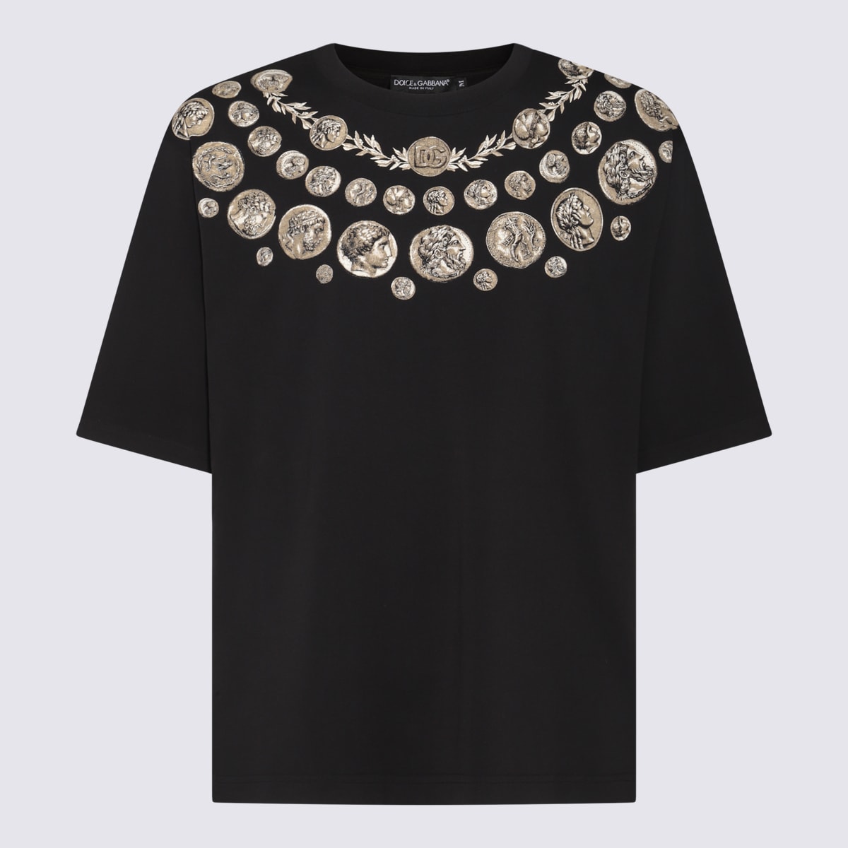 Shop Dolce & Gabbana Black Cotton Coin Print T-shirt