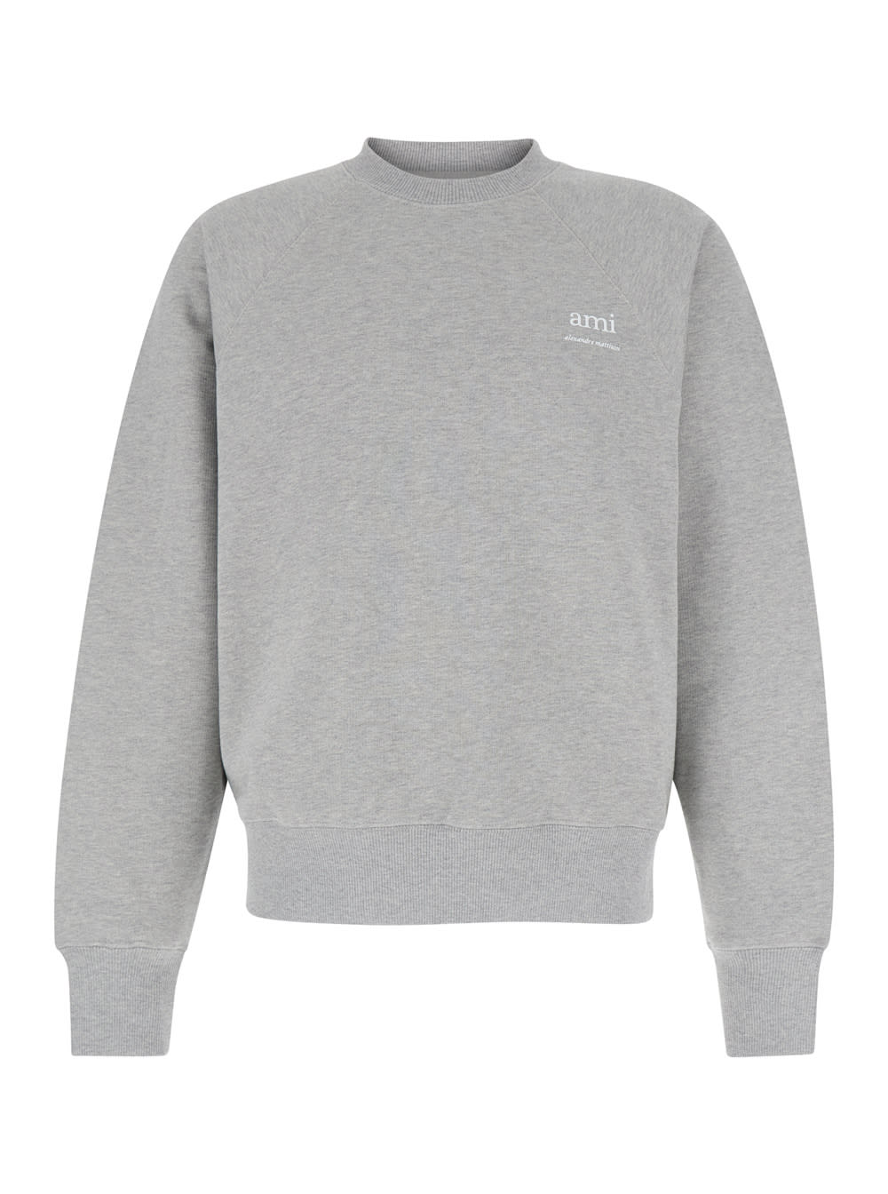 Grey Crew Neck Sweater In Cotton Man