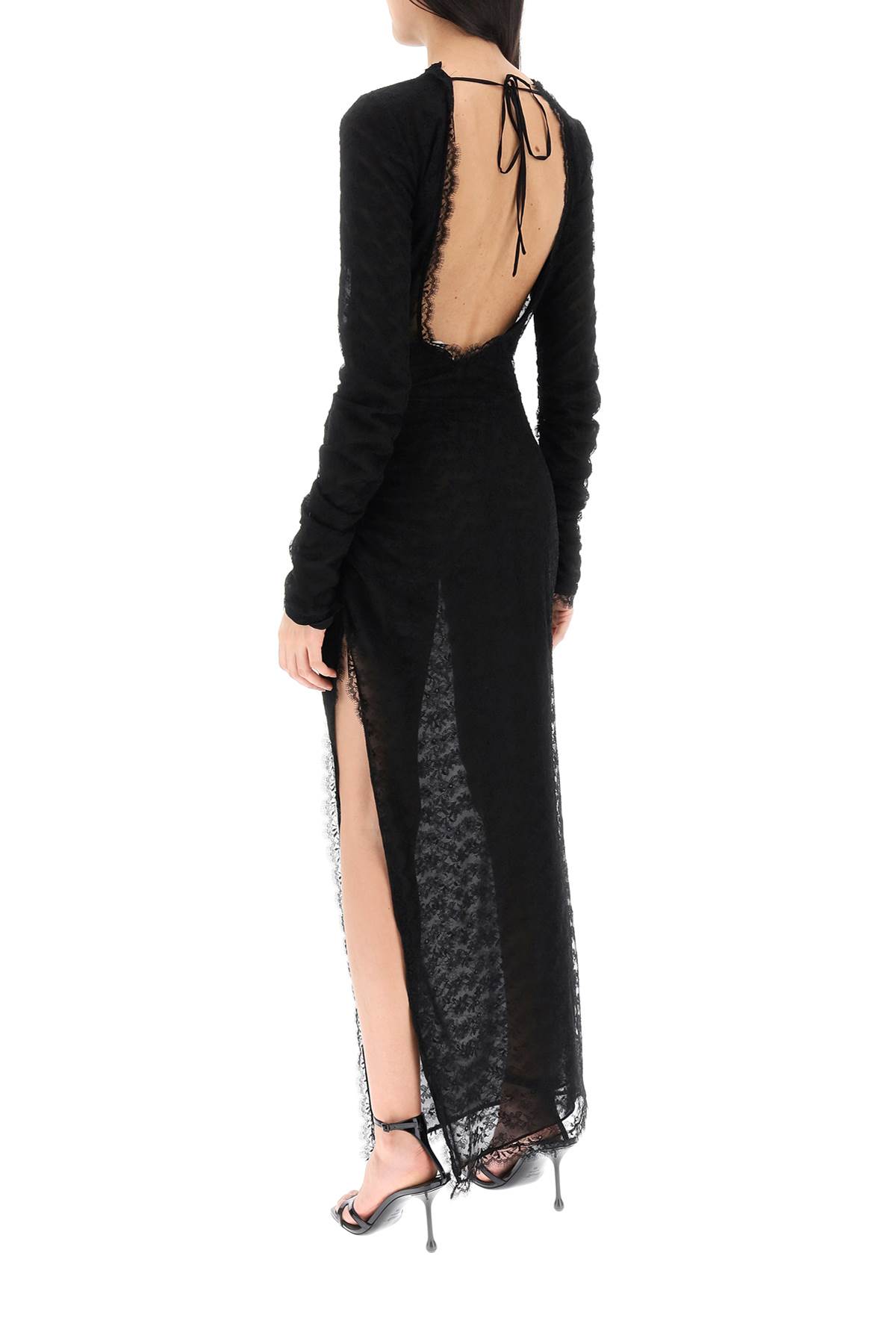 Shop Alessandra Rich Long Lace Gown In Black (black)
