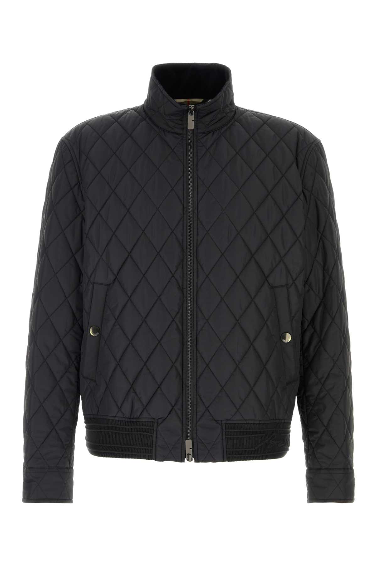 Burberry Midnight Blue Nylon Jacket In Black