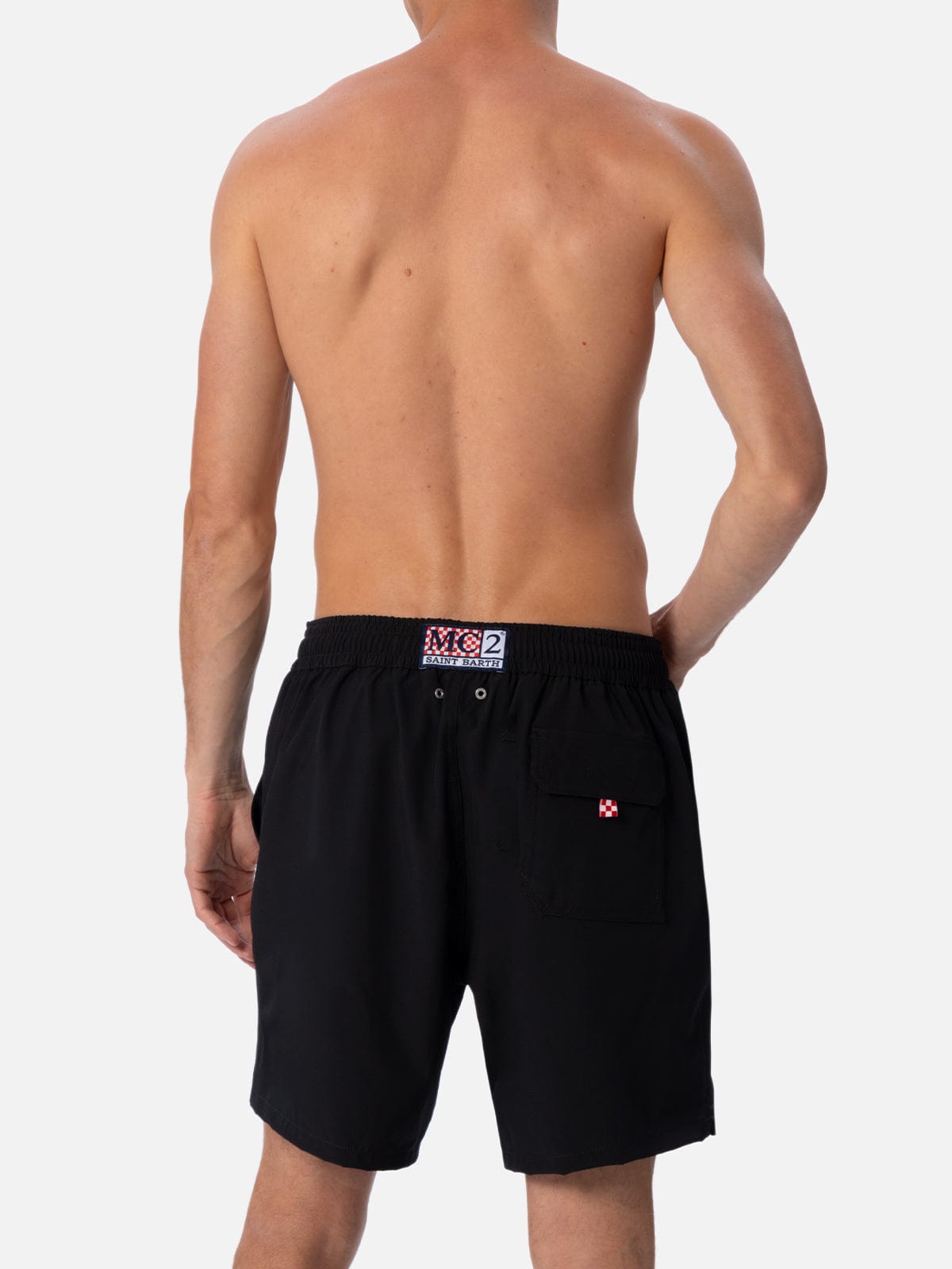 Mc2 Saint Barth Man Black Comfort Swim Shorts In Black