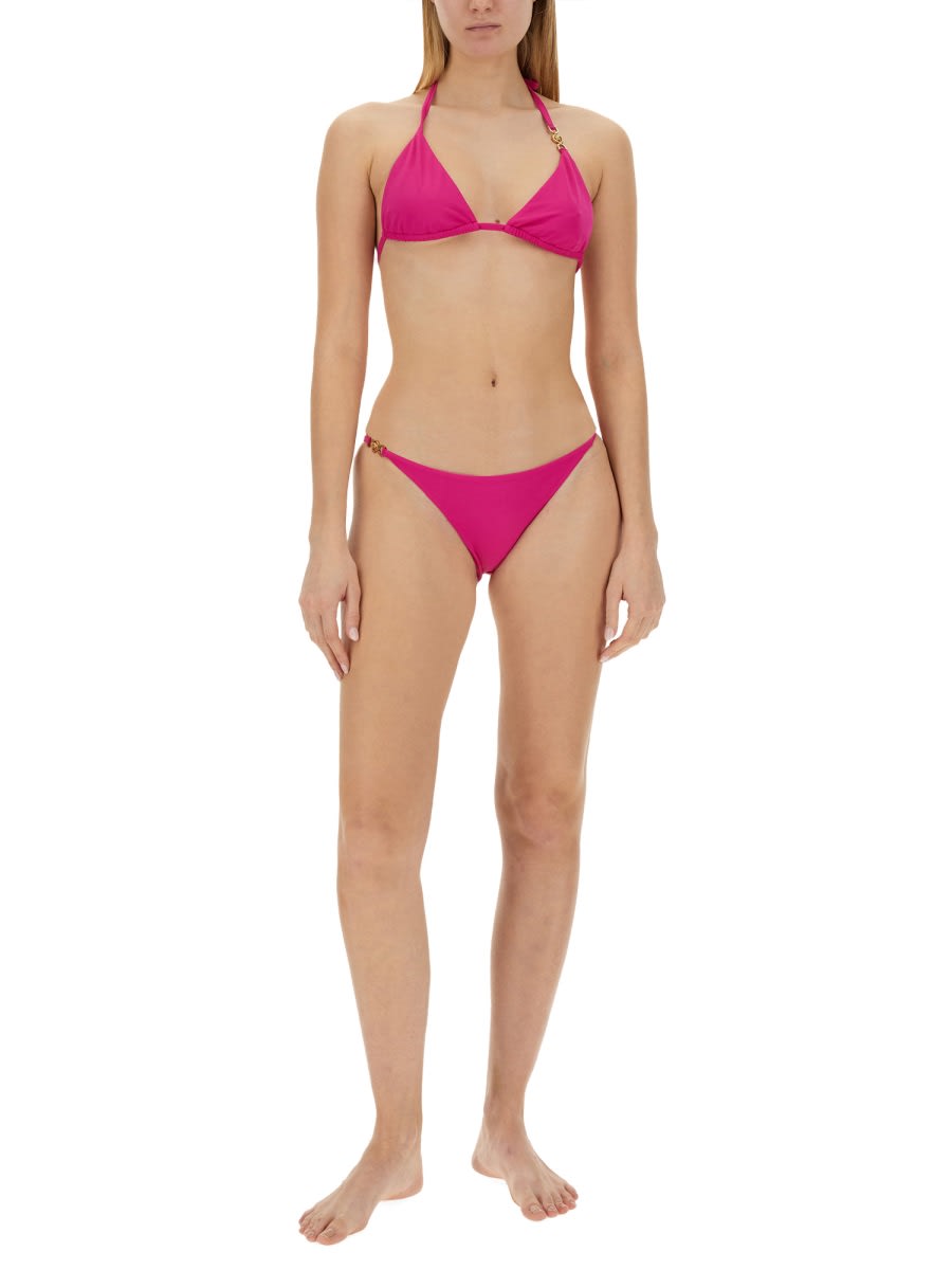 Shop Versace Medusa 95 Bikini Top In Fuchsia
