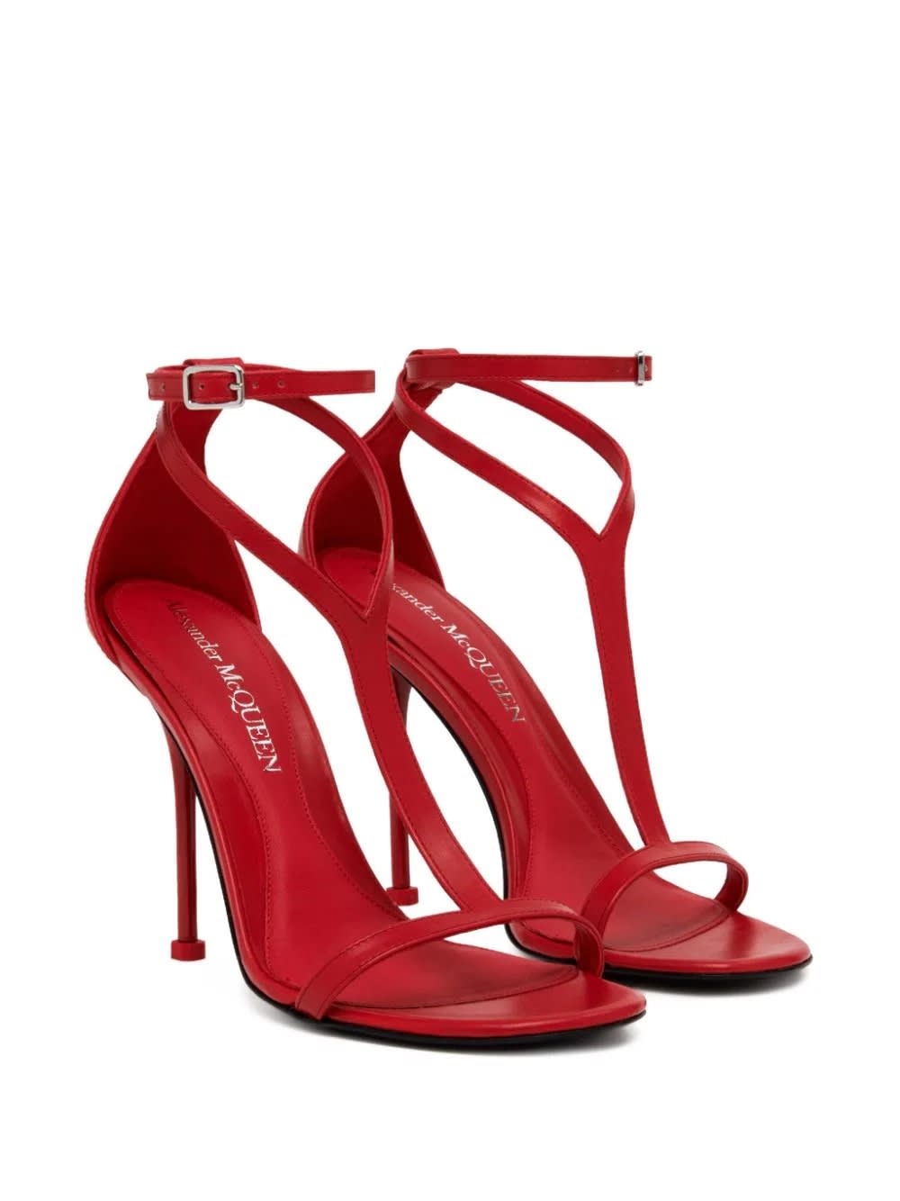 Shop Alexander Mcqueen Harness Sandals In Lust Red