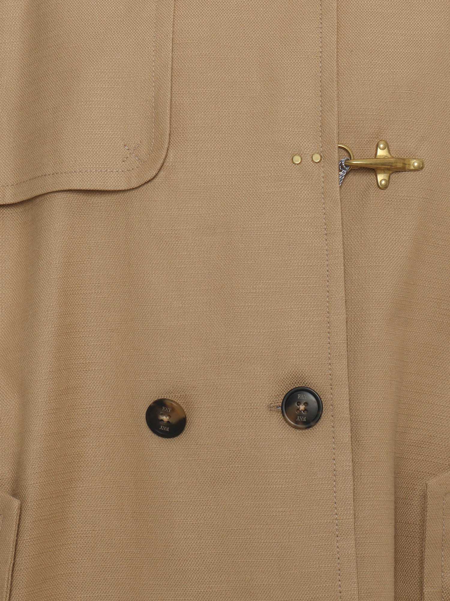 Fay Double-breasted Trench Coat In Brown