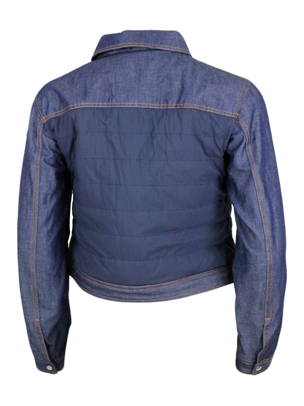 Shop Add Jacket In Soft Denim With Lightly Ped Technical Fabric Parts And Zip Closure.