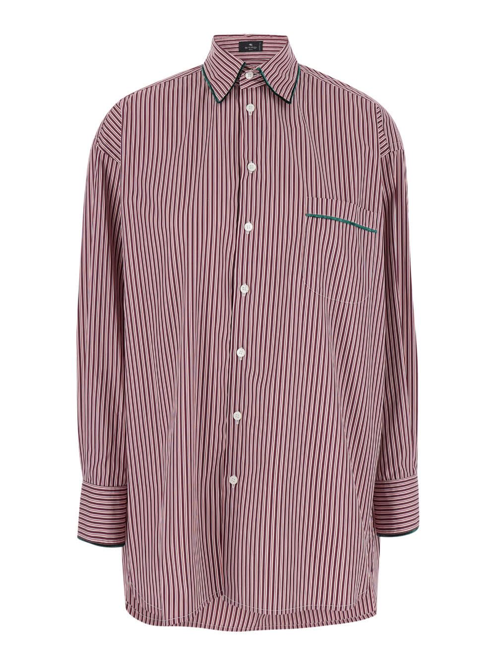 Shop Etro Bordeaux Shirt With All-over Striped Motiv In Cotton Woman