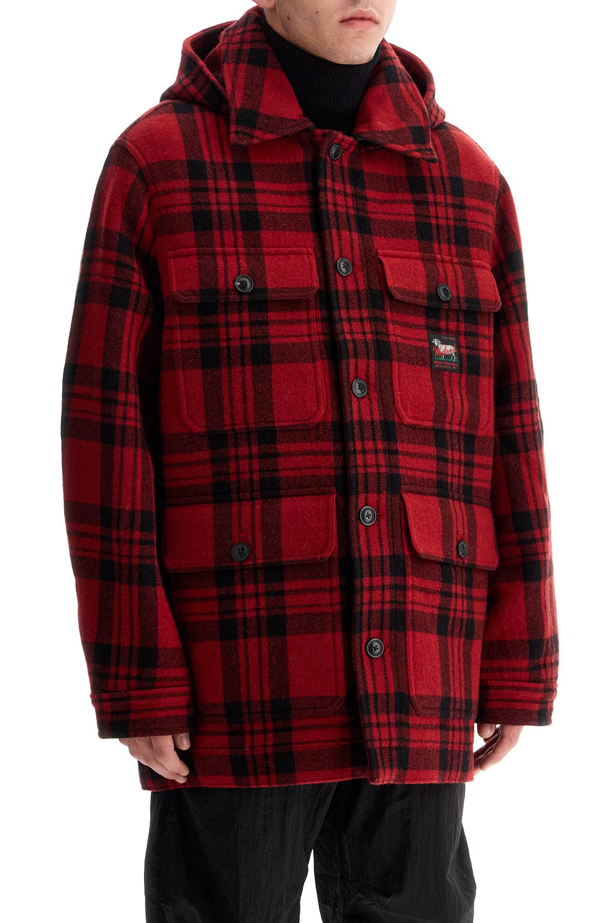 Shop Woolrich Plaid Cruiser Hooded Jacket In Red Check (red)