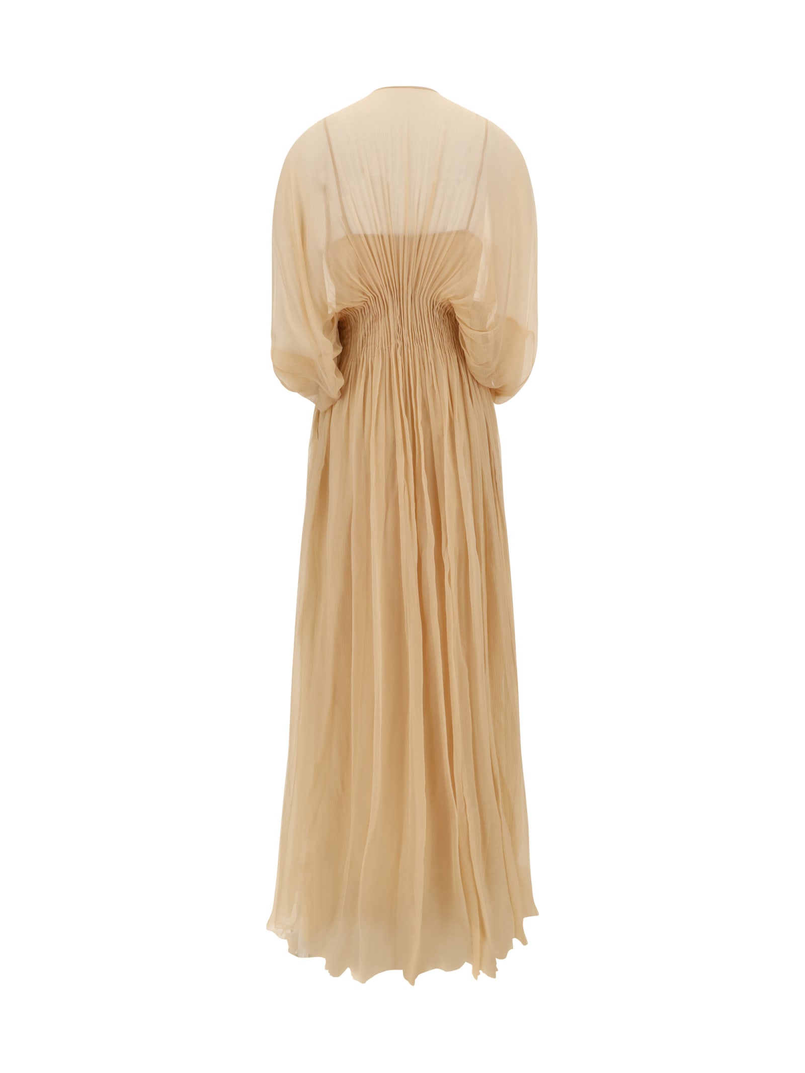 Shop Ermanno Scervino Long Dress In Incense/beige