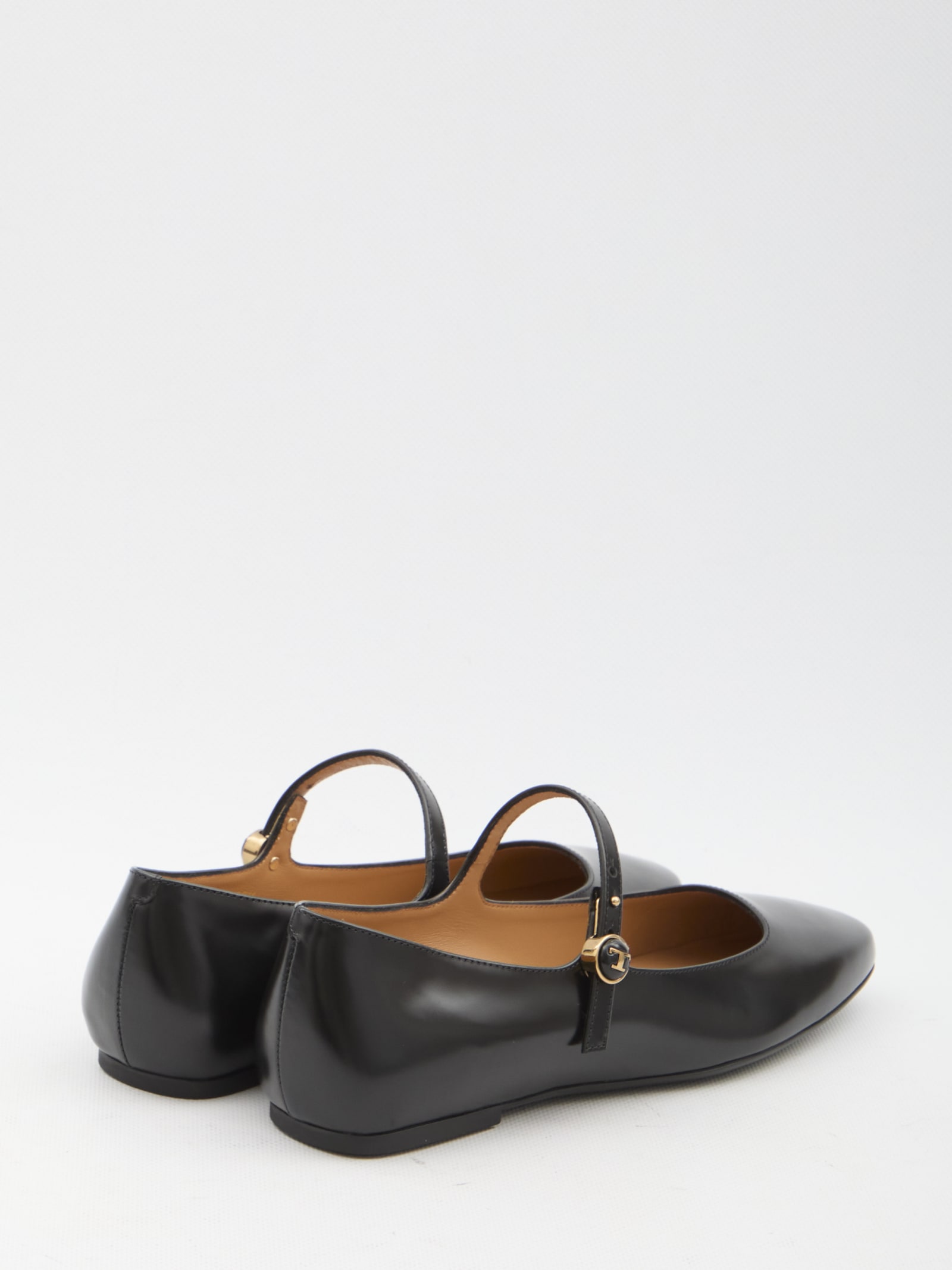 Shop Tod's Leather Ballerinas In Black