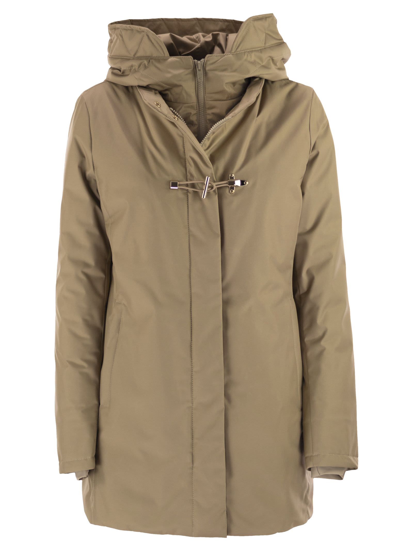 Fay Women Technical Gabardine Toggle Coat In Brown