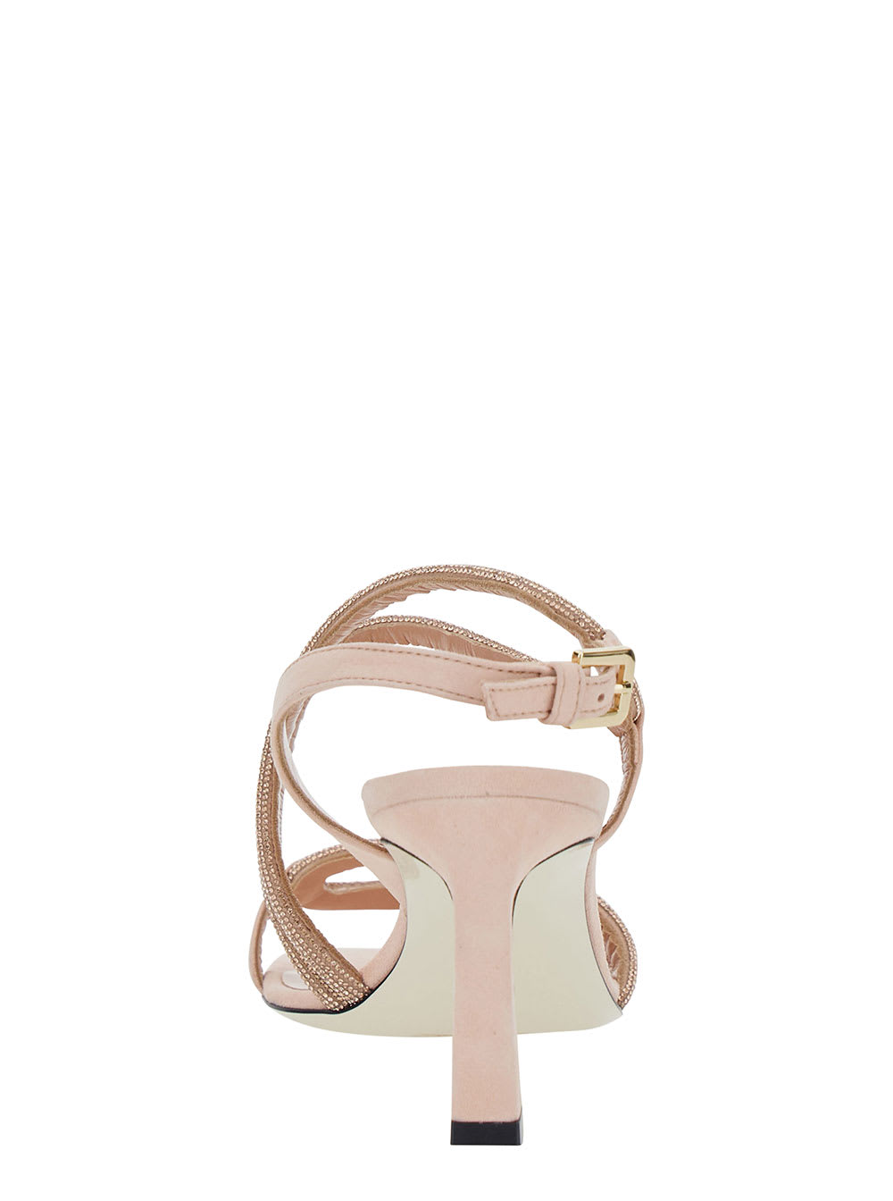 Shop Pollini Bling Bling Pink Sandals With Rhinestone Detail In Suede Woman