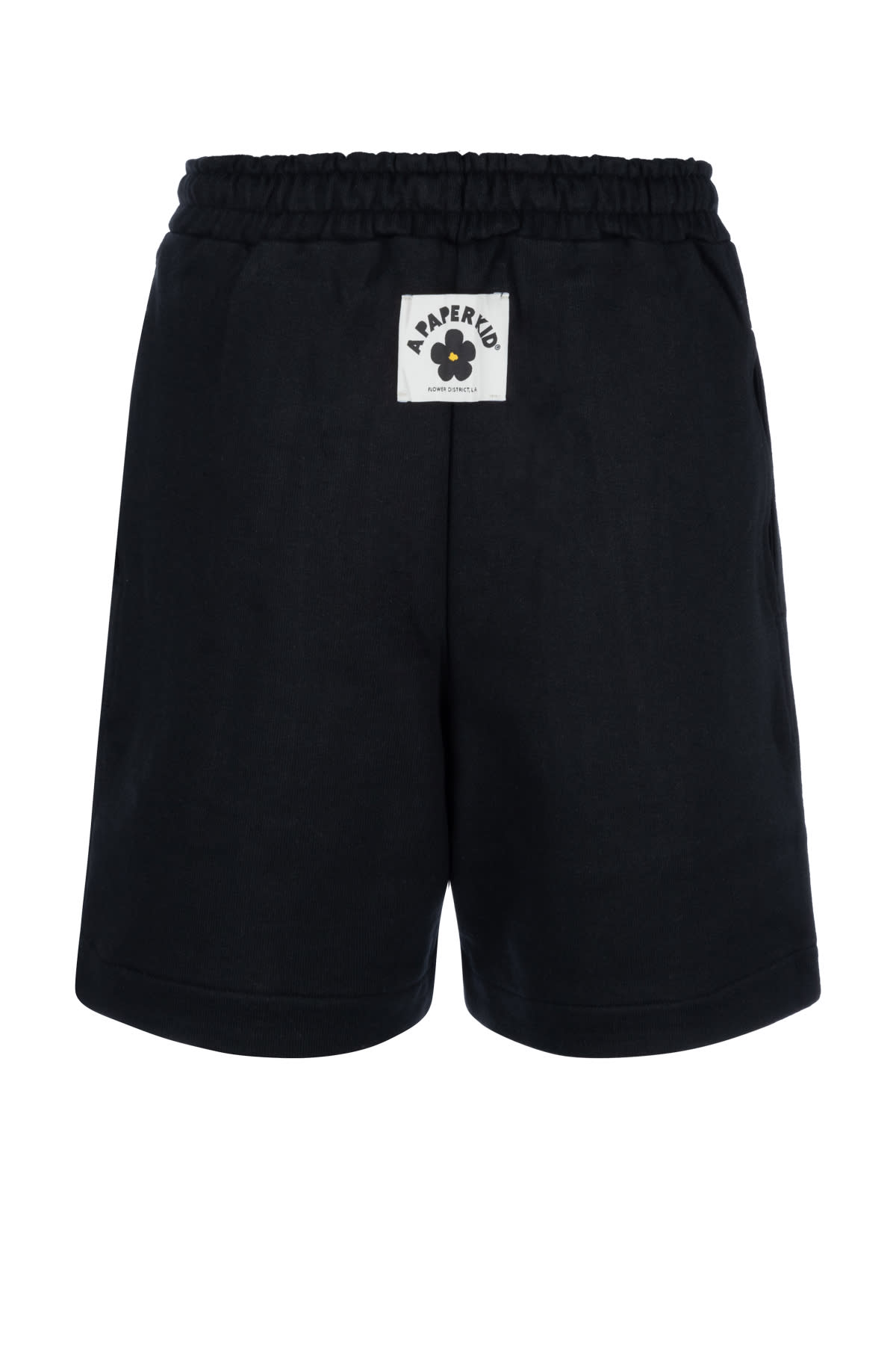 A Paper Kid Black Shorts With Back Logo Label In Nero