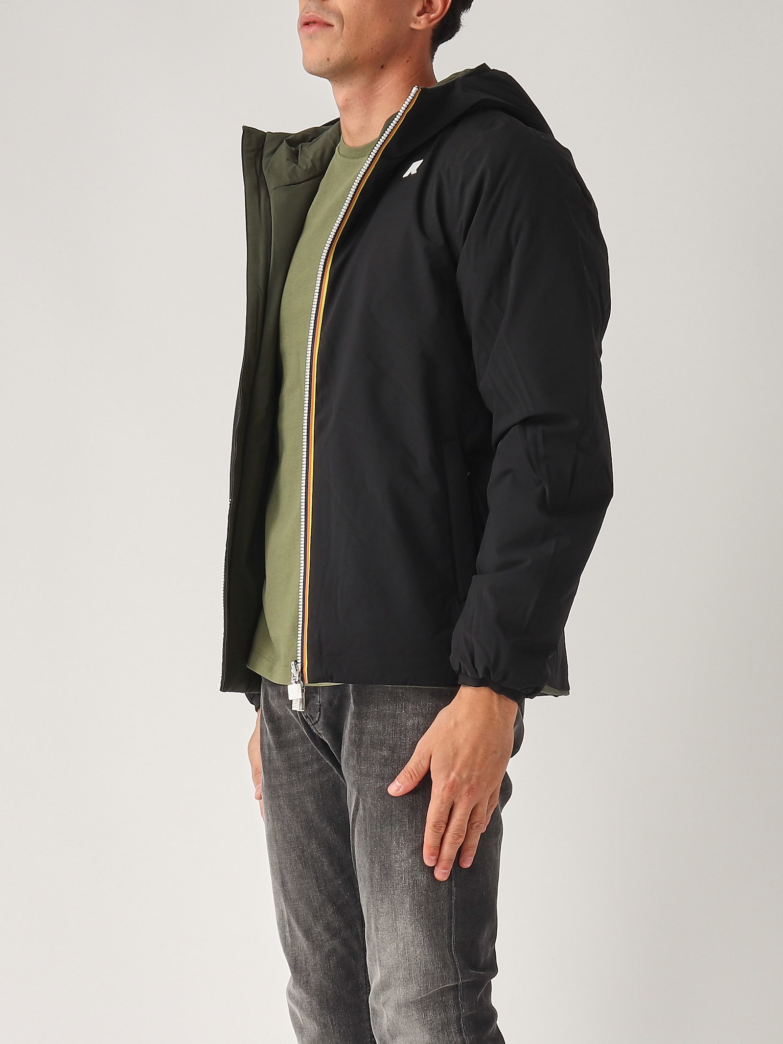 Shop K-way Jack St Warm Double Jacket In Nero-militare