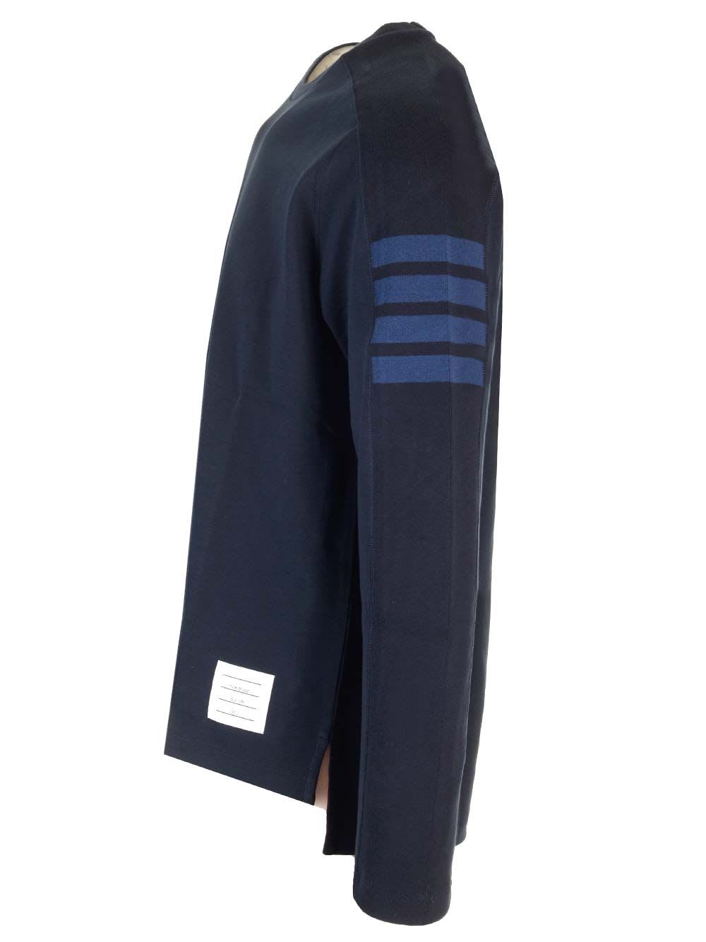 Shop Thom Browne 4-bar Long Sleeve T-shirt In Blue