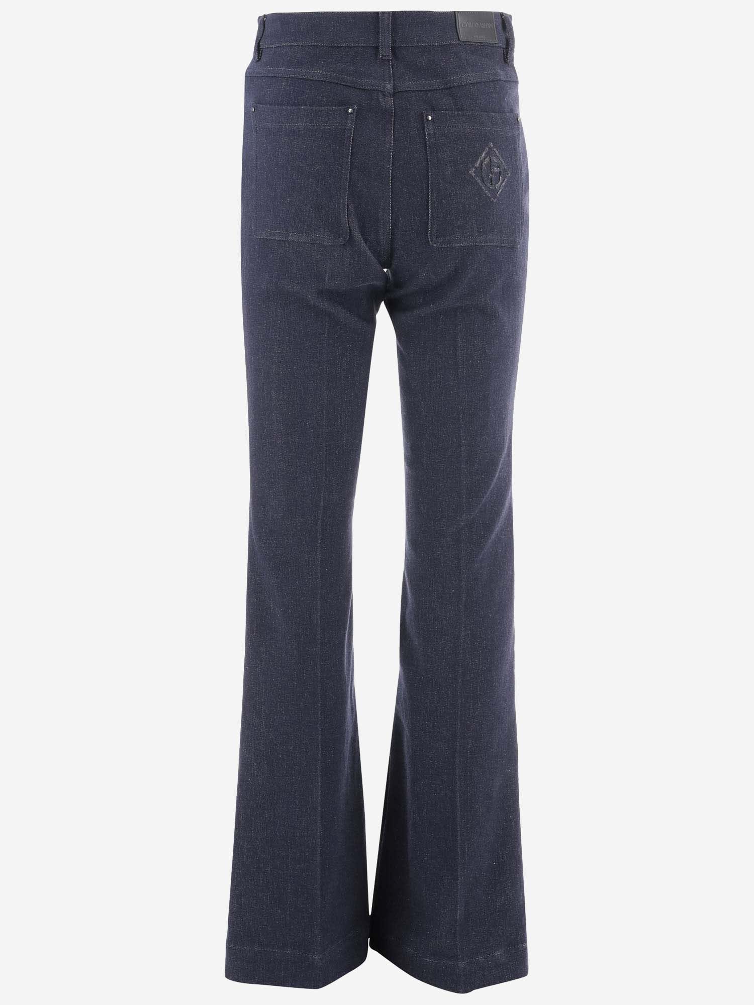 Shop Giorgio Armani Stretch Cotton Denim Flared Jeans With Logo