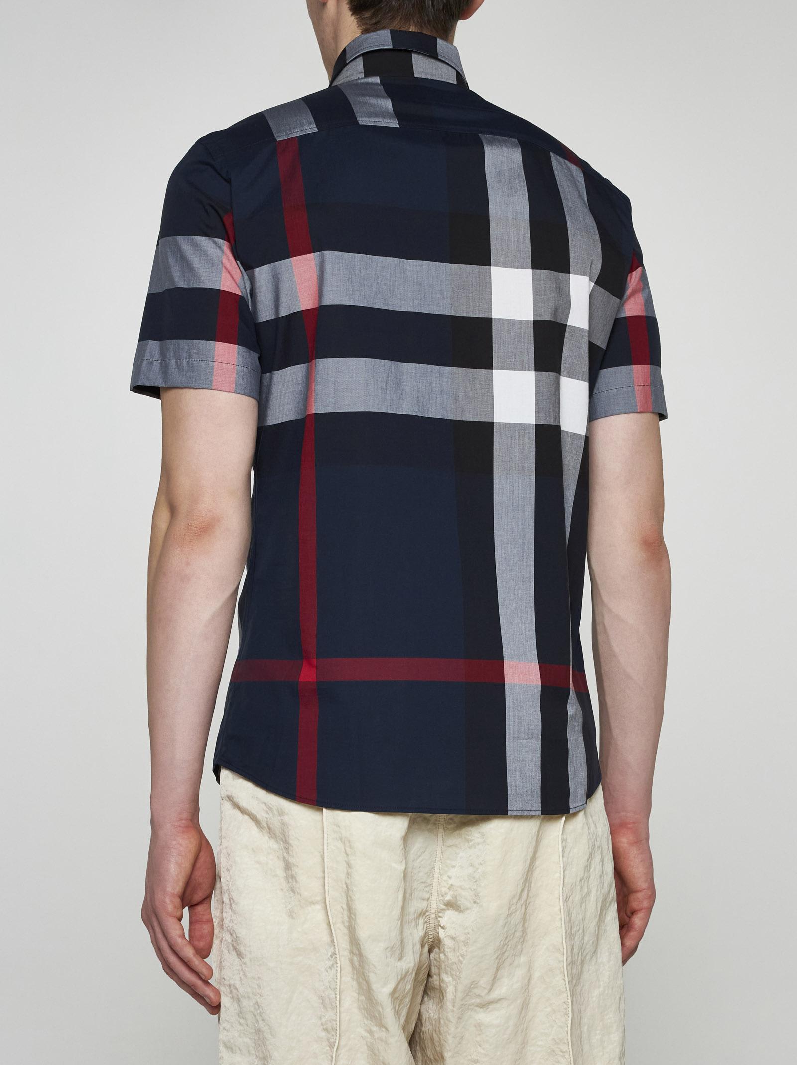 Shop Burberry Summerton Check Cotton Shirt In Blue