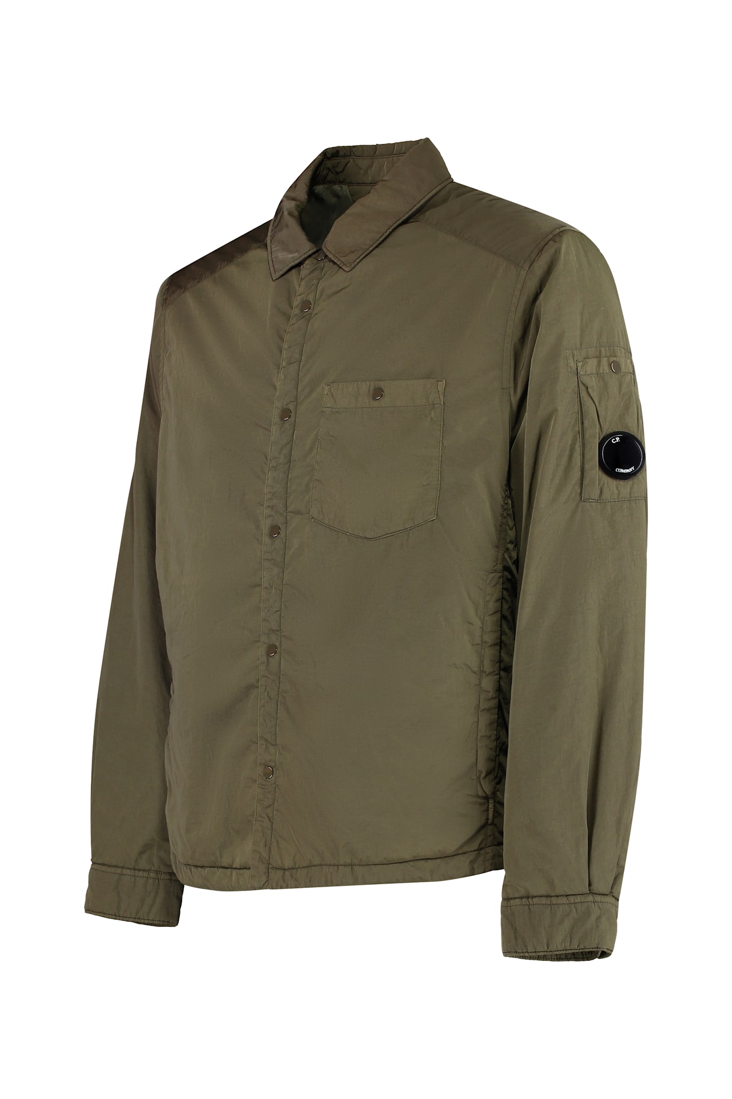 C.p. Company Lens-detail Padded Shirt Jacket In Green