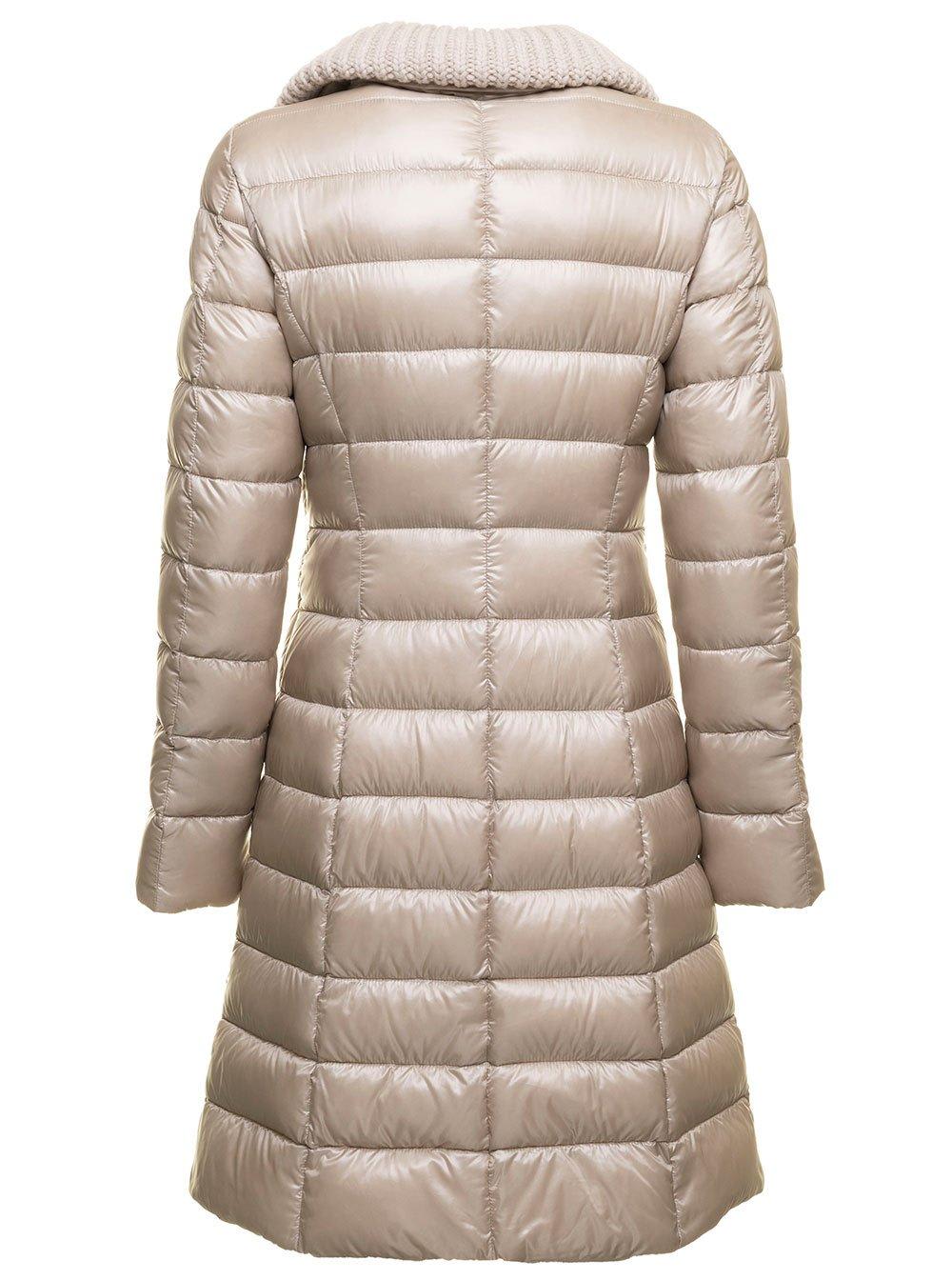 Shop Herno Two-way Zip Padded Jacket In Beige